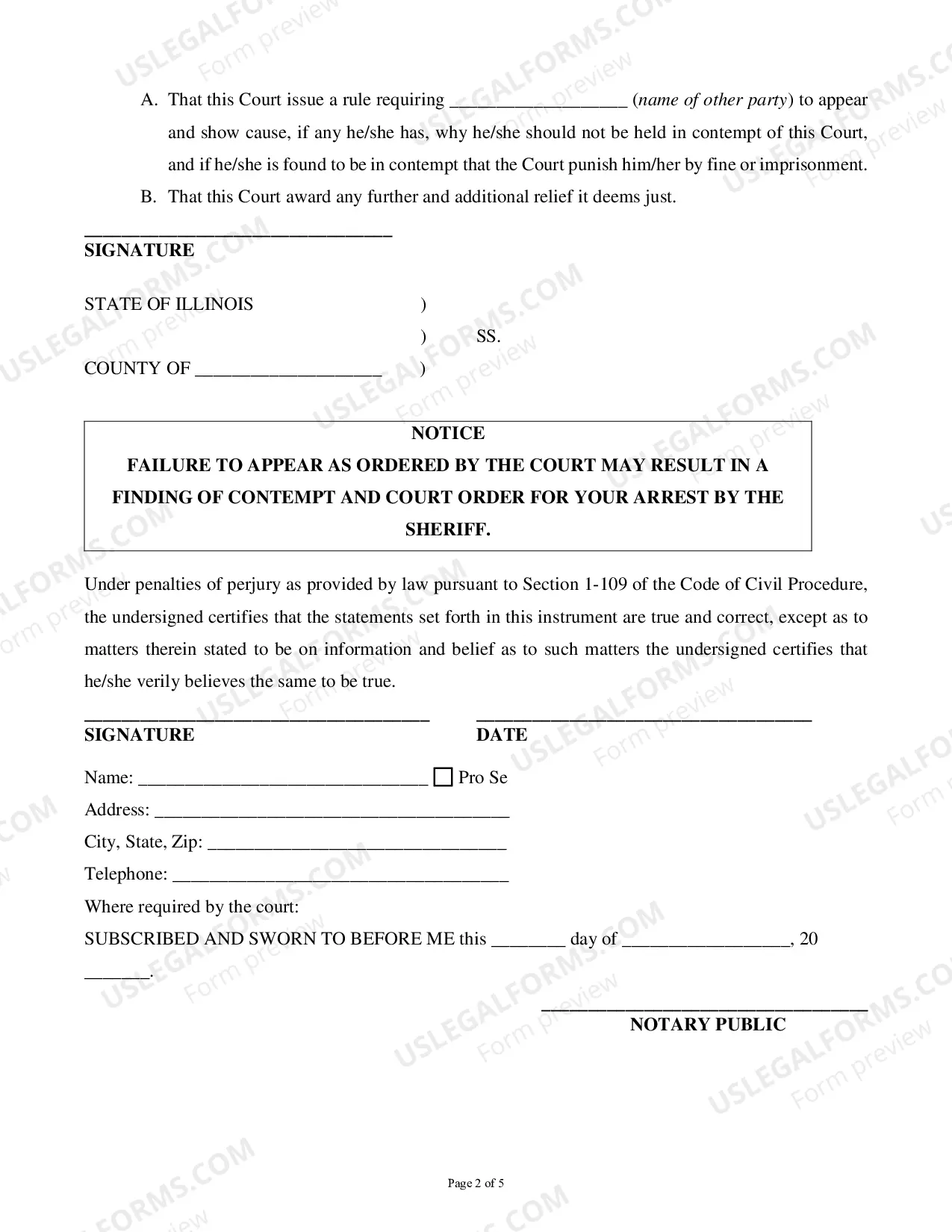 Preview Rule to Show Cause/adjudication