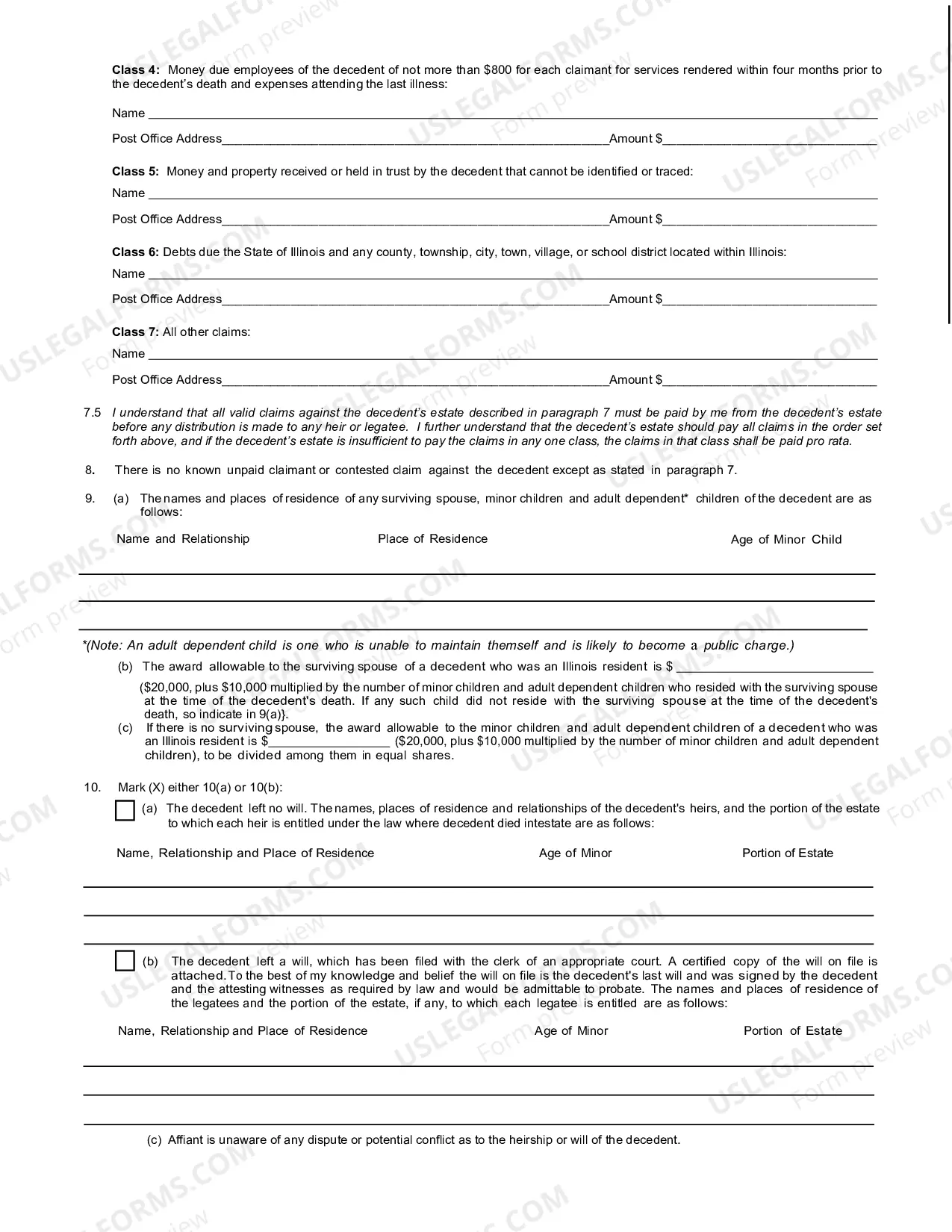 Preview Small Estate affidavit ($100,000 and under)