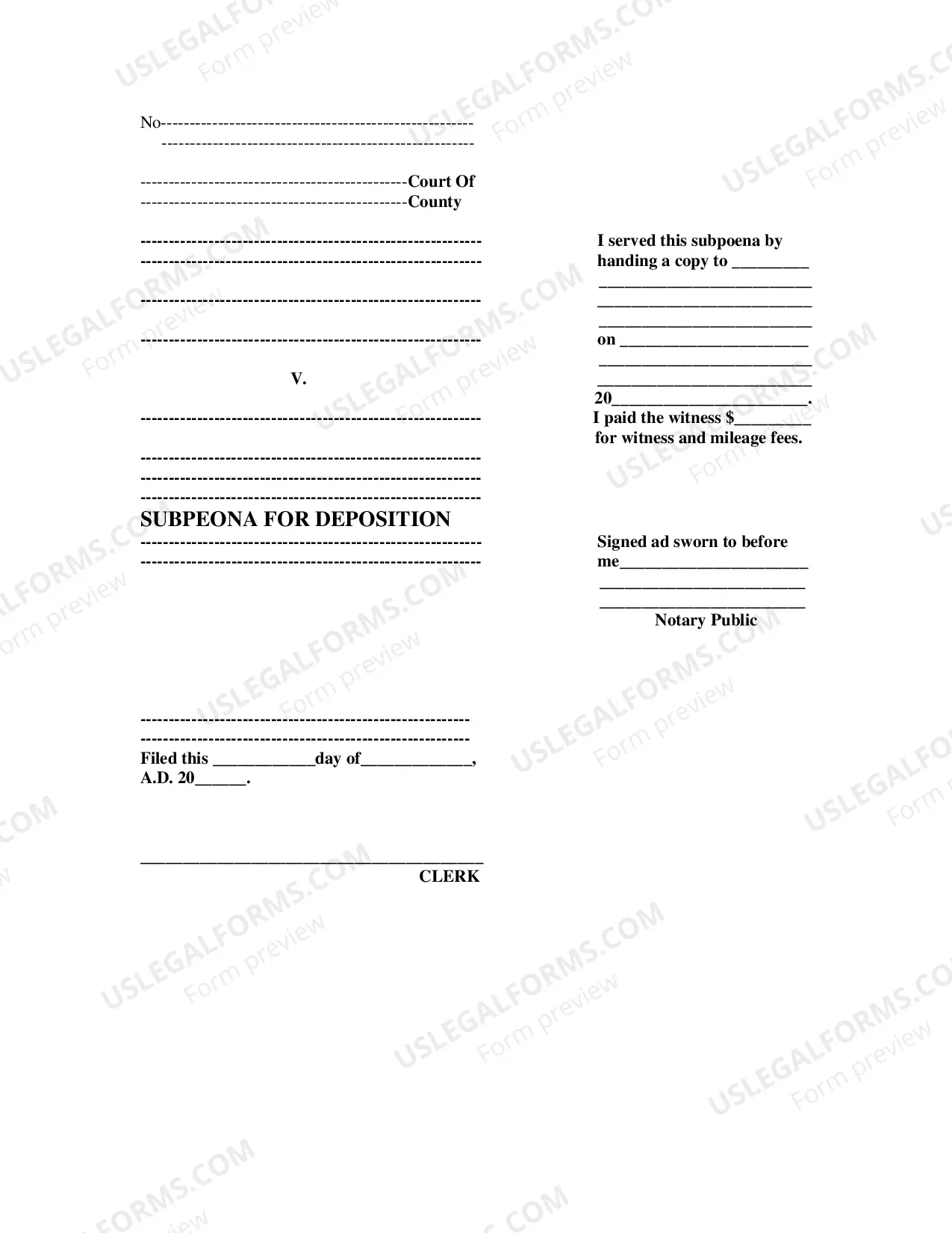 Preview Subpoena For Deposition