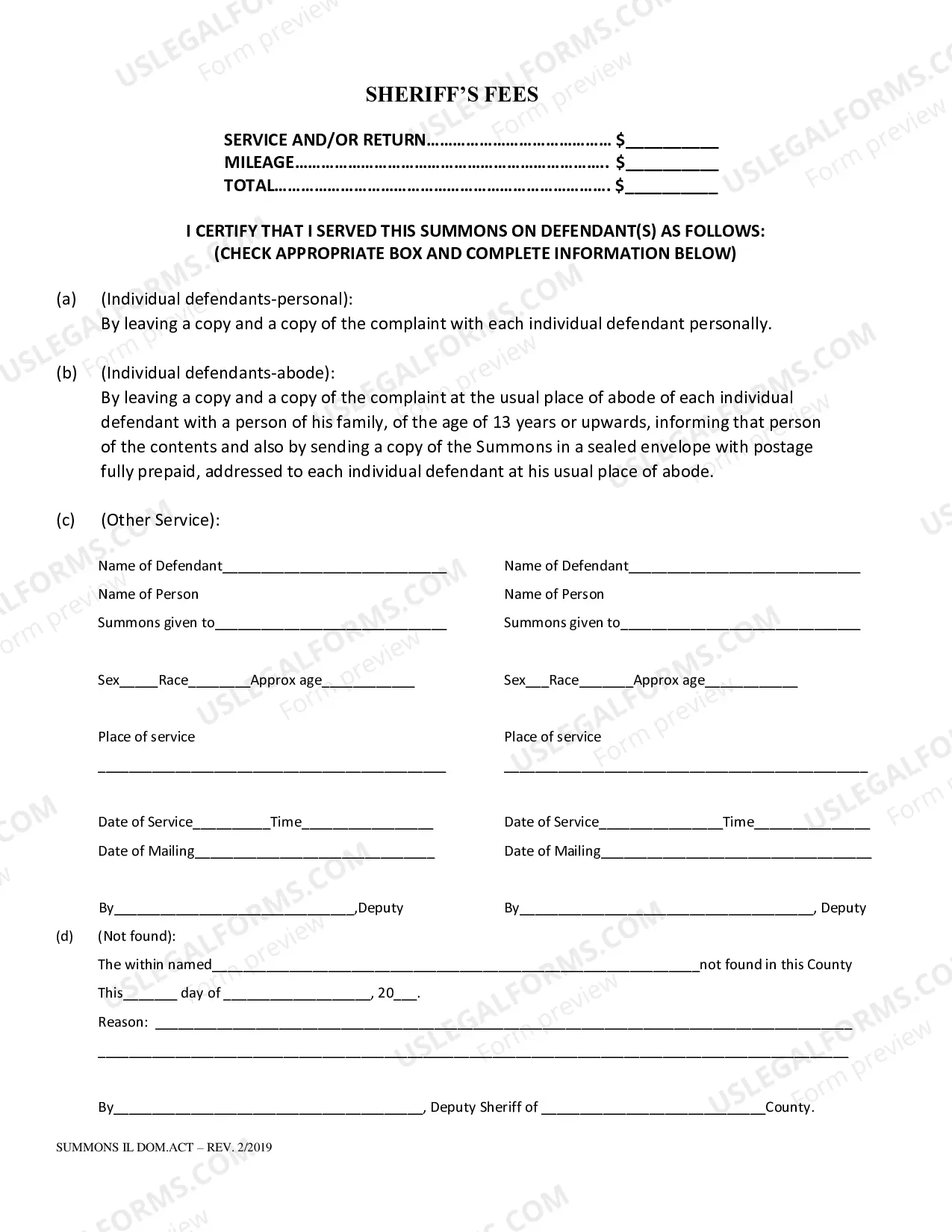 Preview Domestic Violence Summons