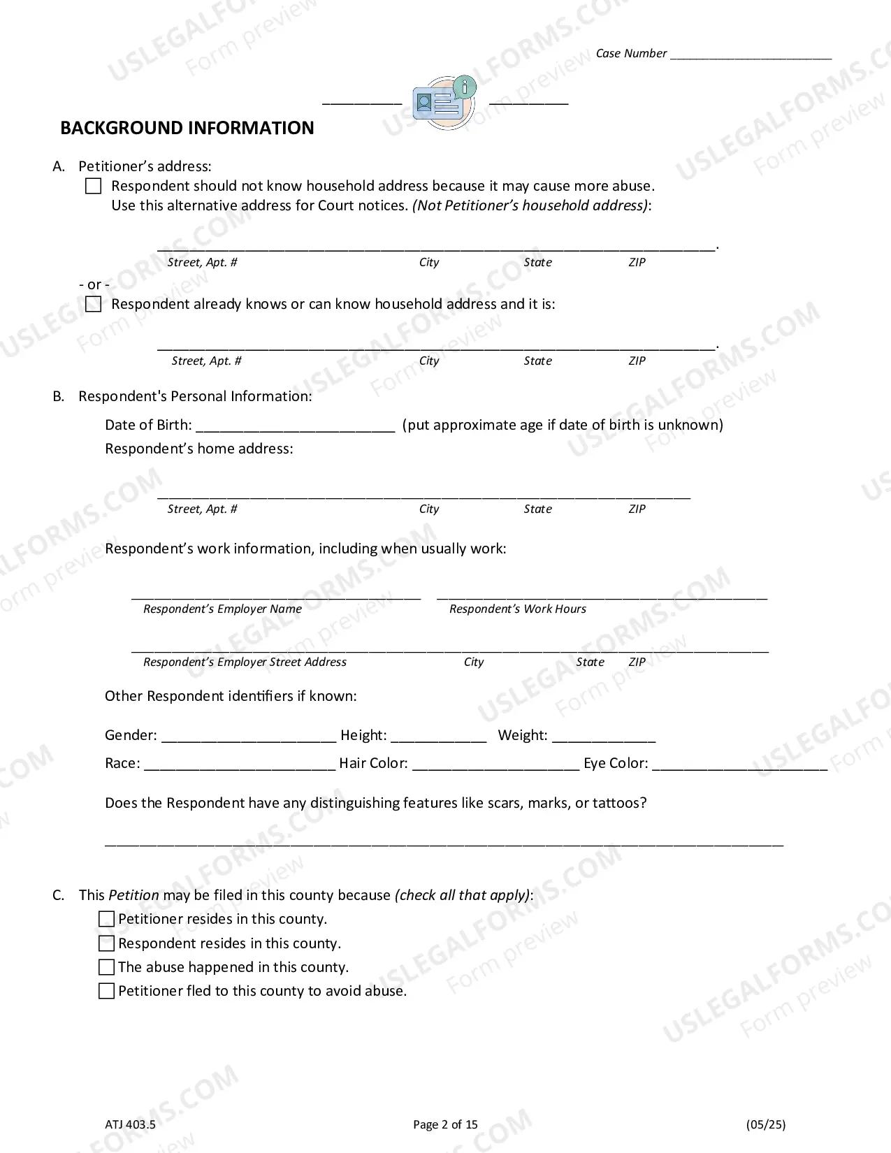 Preview Order of Protection-Petition For