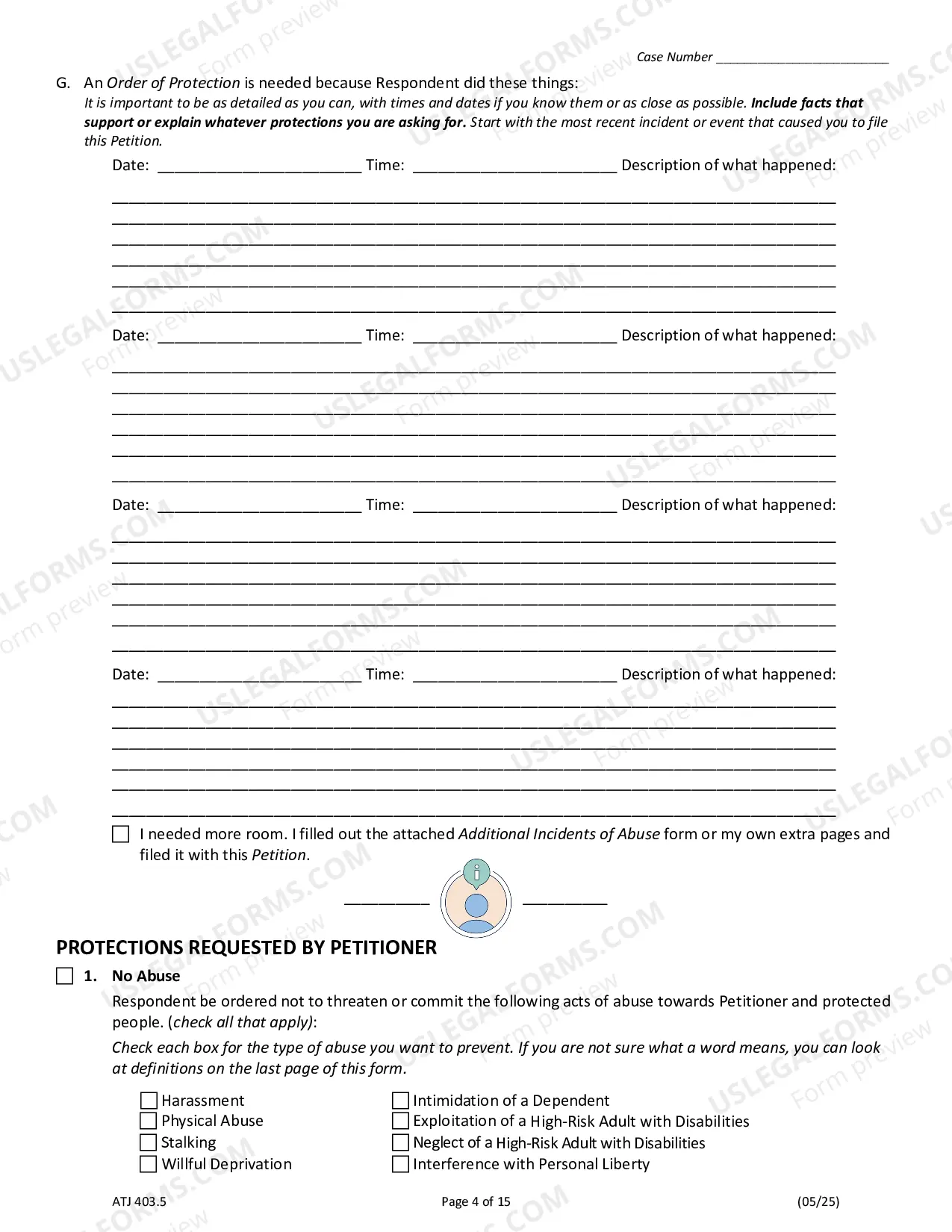 Preview Order of Protection-Petition For
