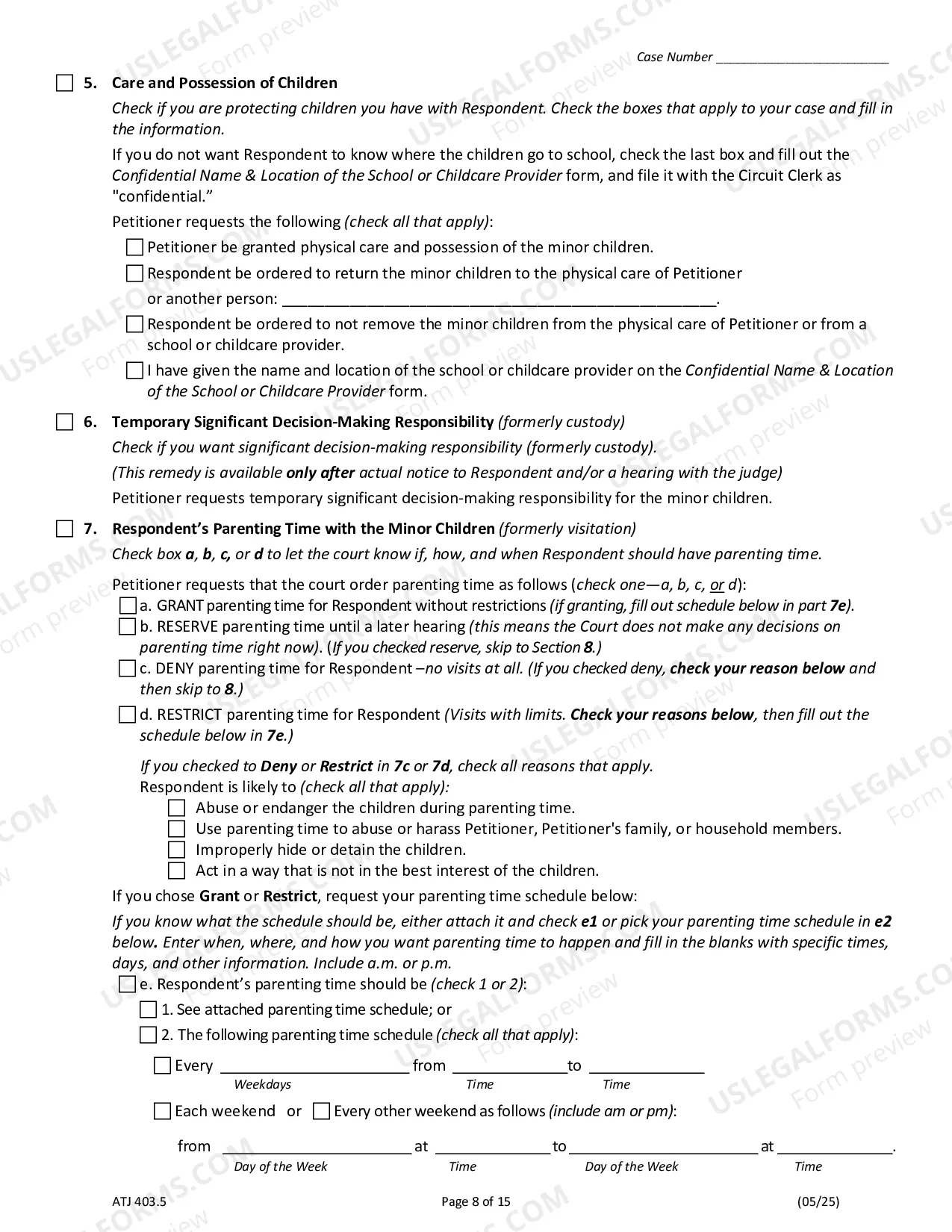 Preview Order of Protection-Petition For