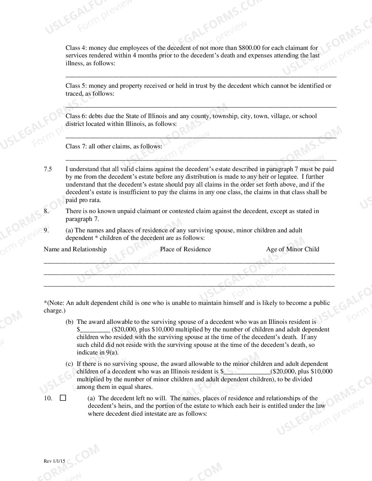 Preview Small Estate affidavit (01/01/15)