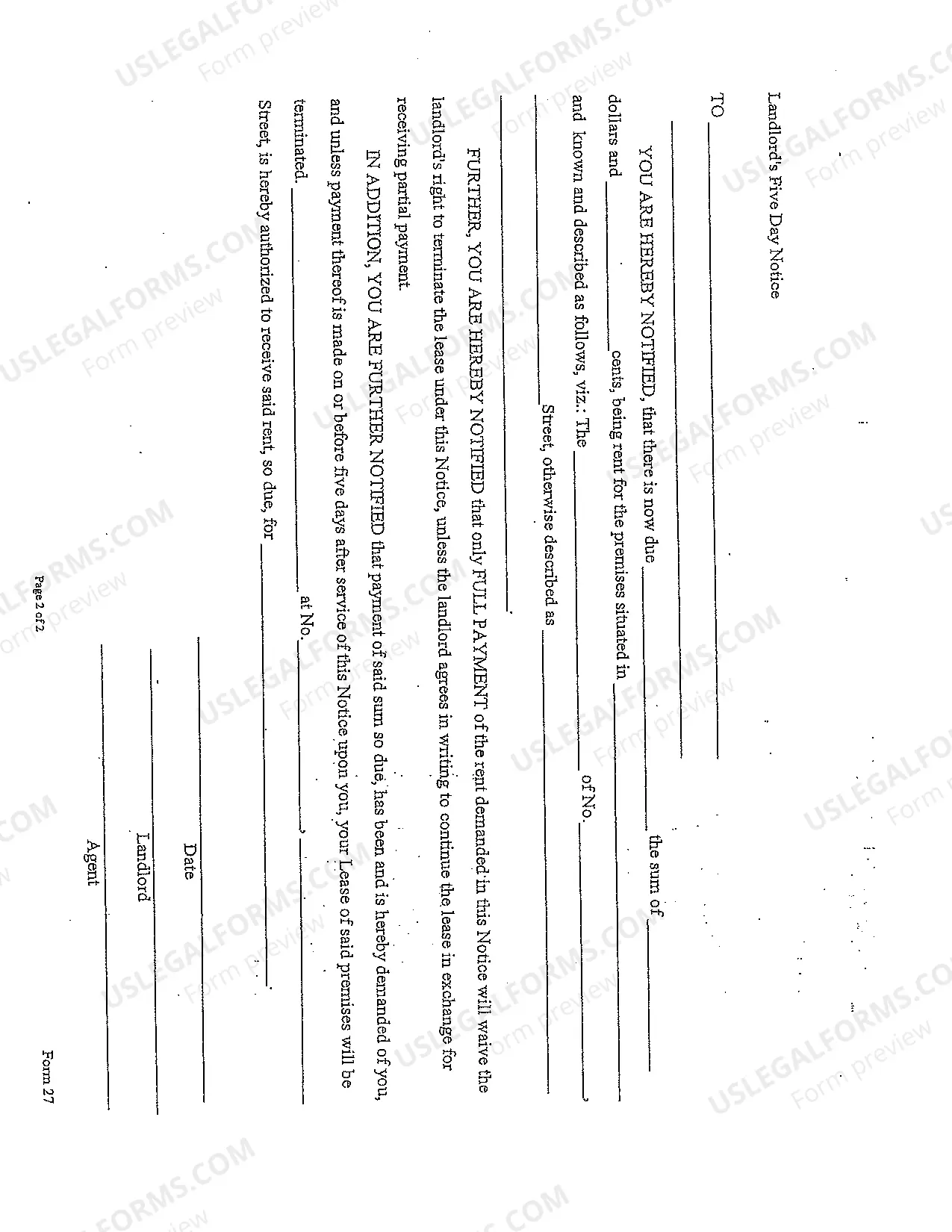 Preview Five Day Notice