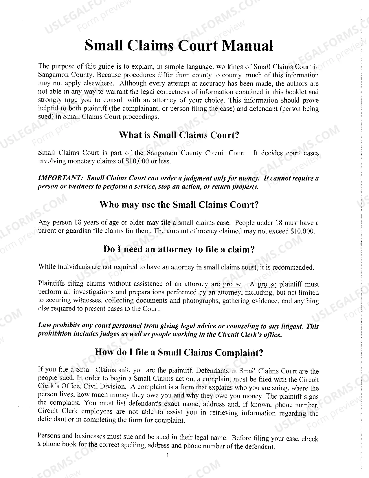 Preview Small Claims Manual