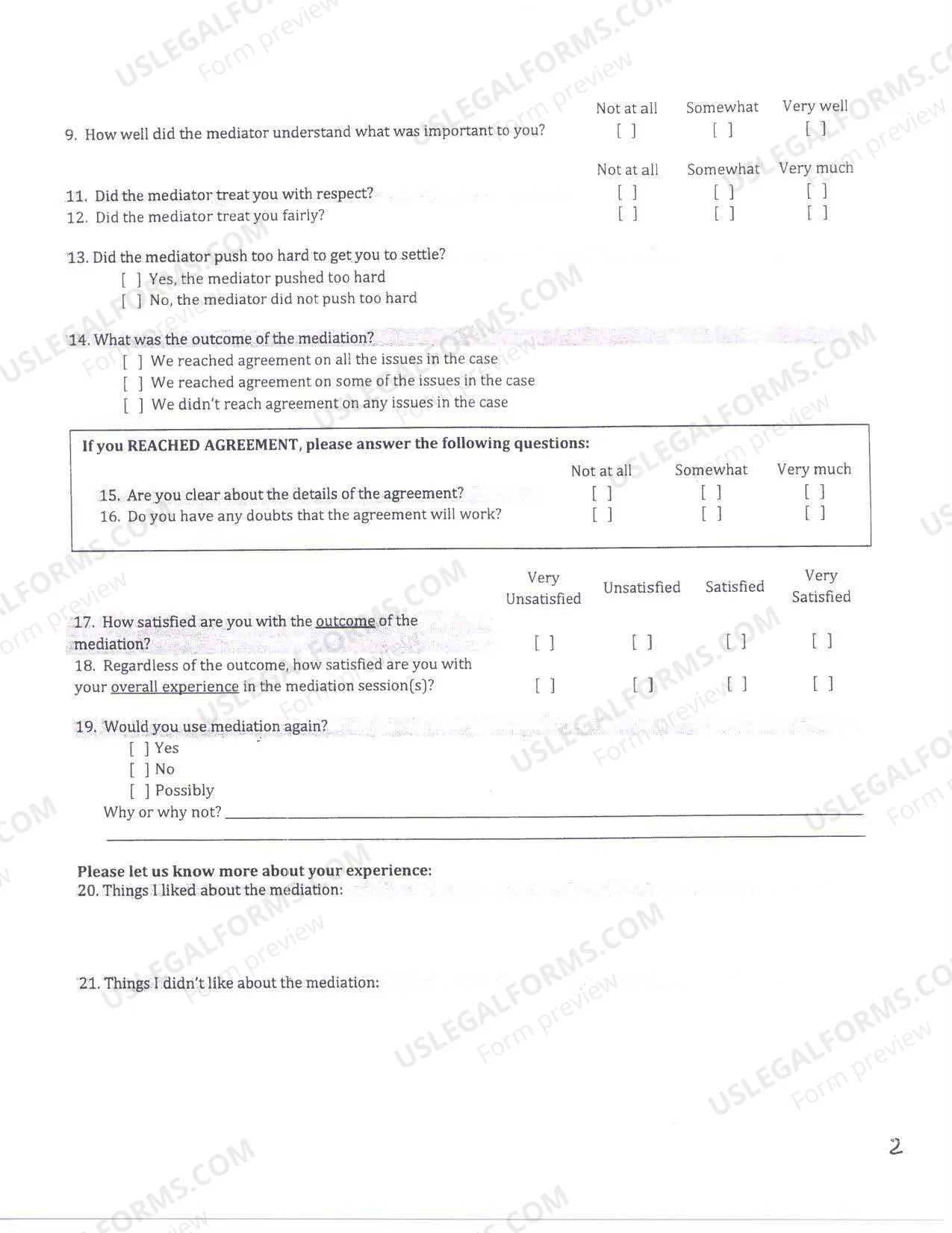 Preview Mediation Party Evaluation