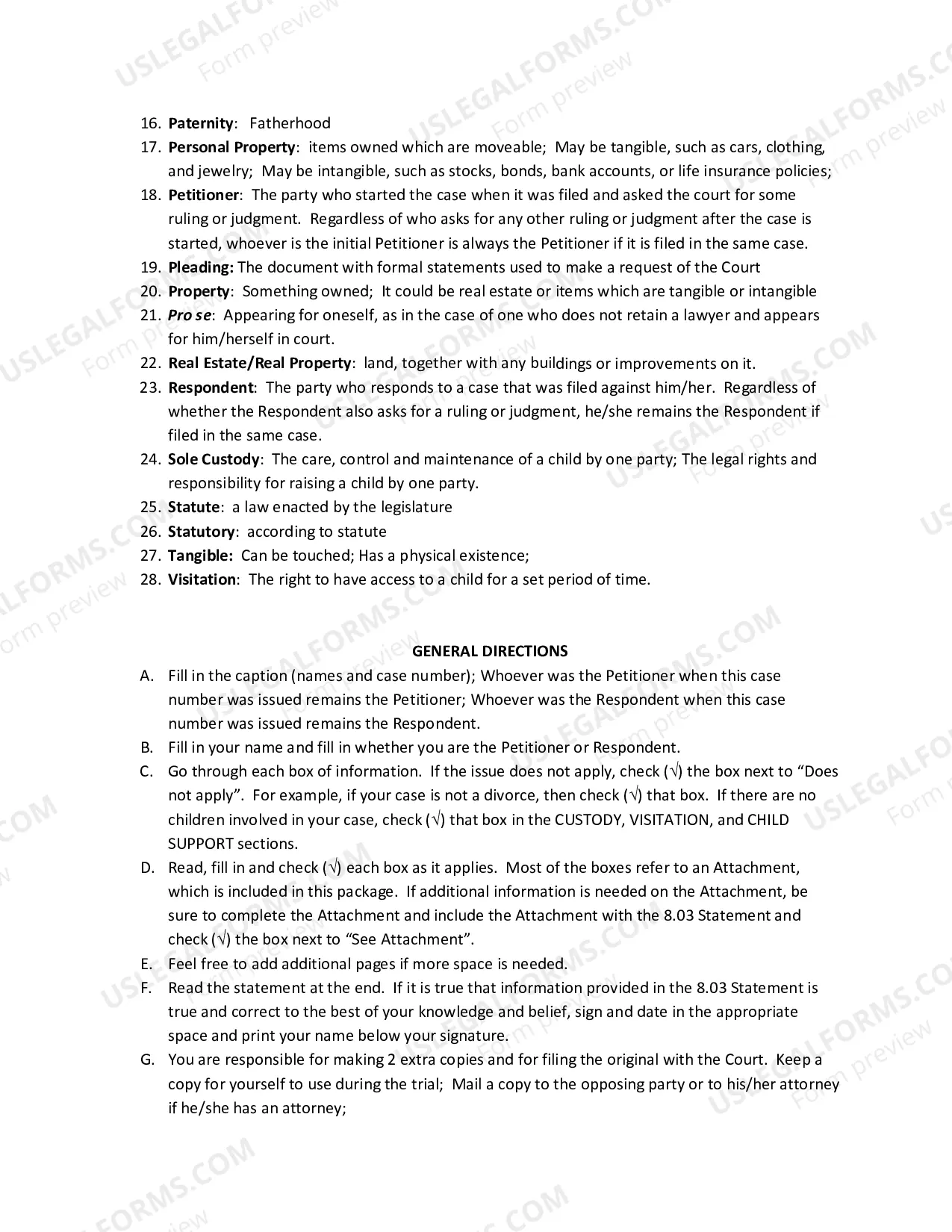 Preview Pro se Instructions Rule 8.03-Marriage