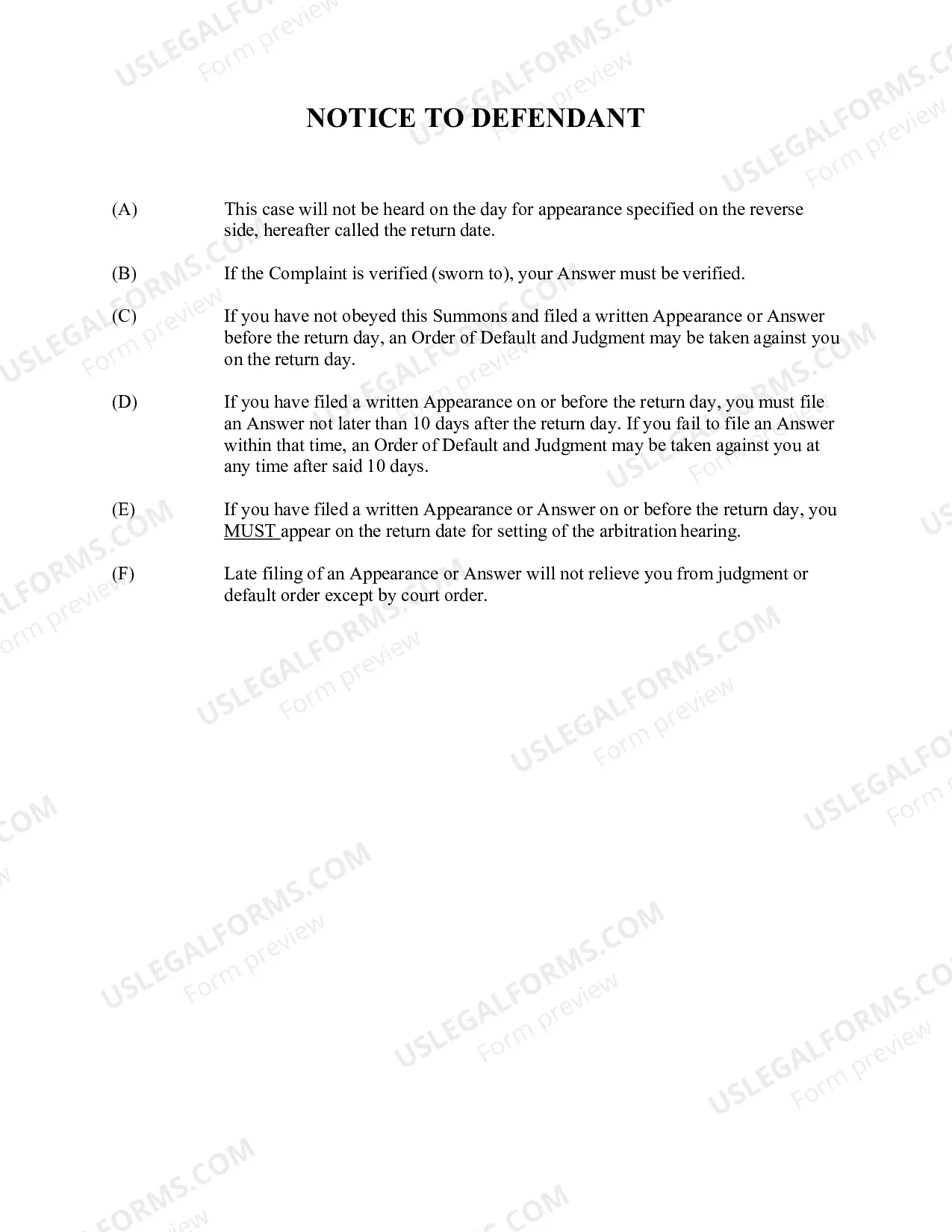 Preview Arbitration Case Summons (attorney)
