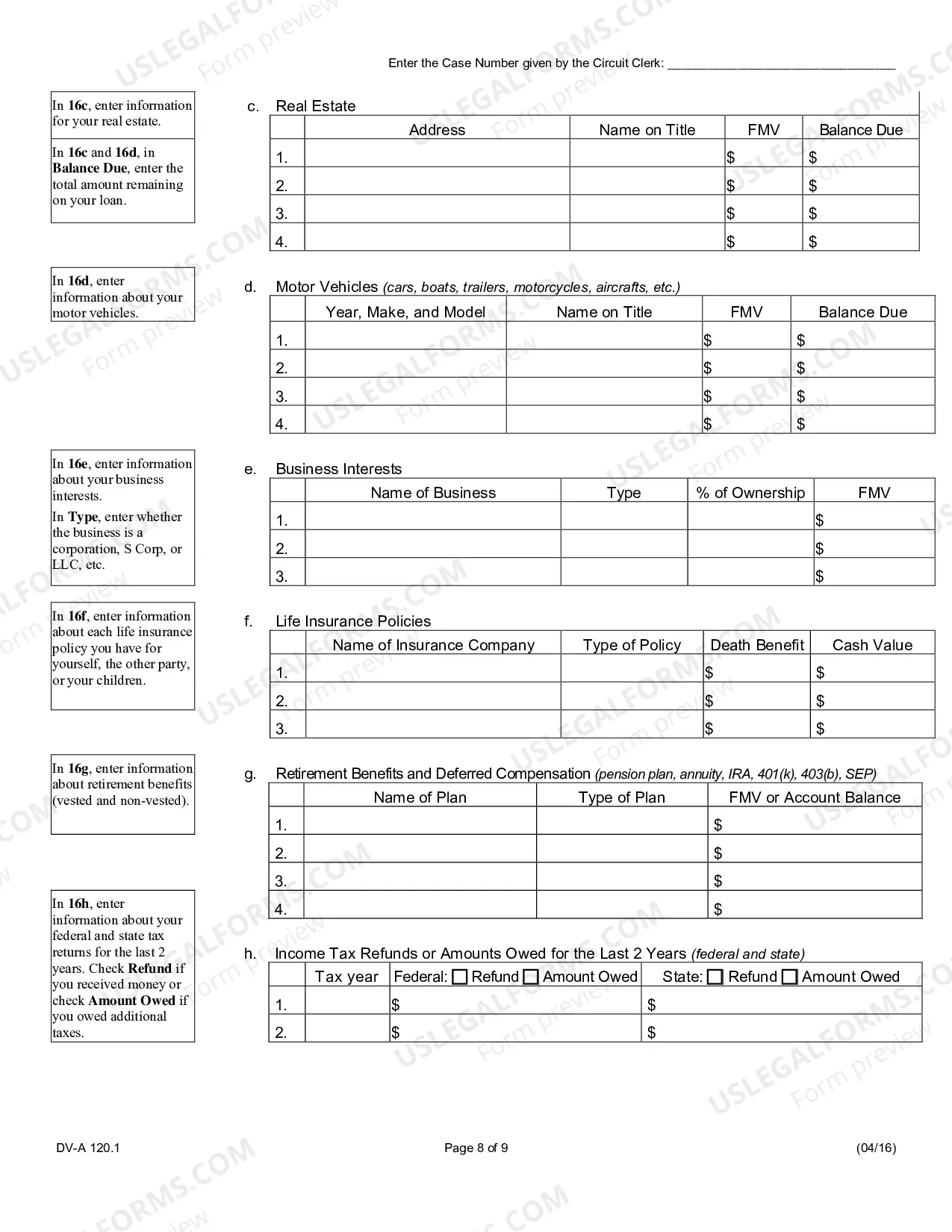Preview Financial affidavit