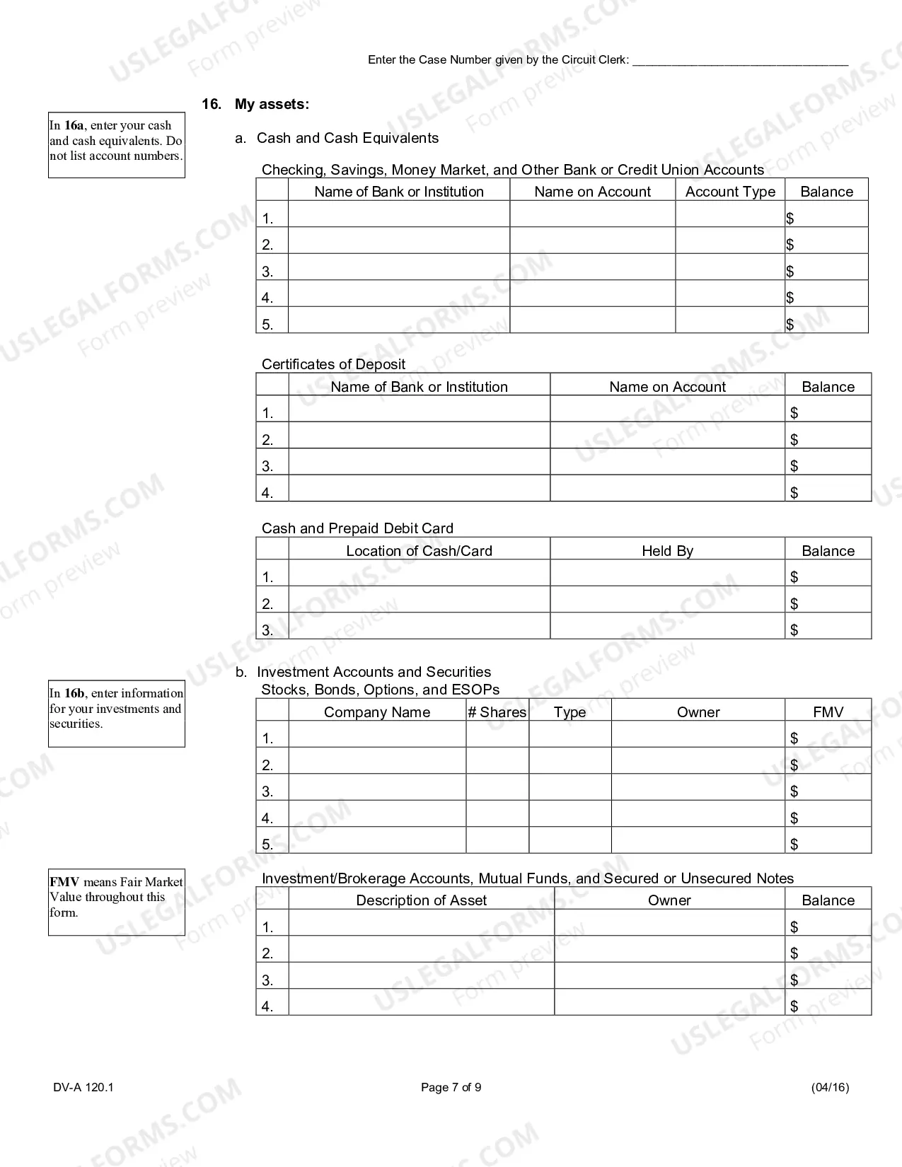 Preview Financial affidavit