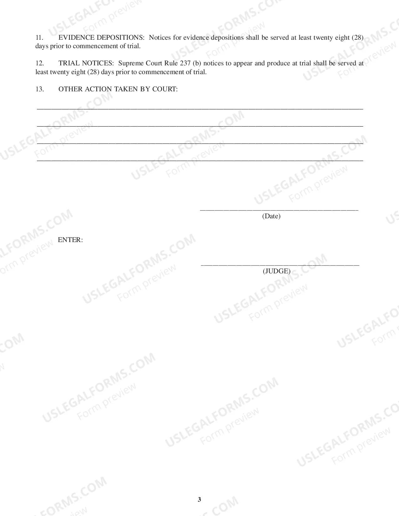 Preview Case Management Order