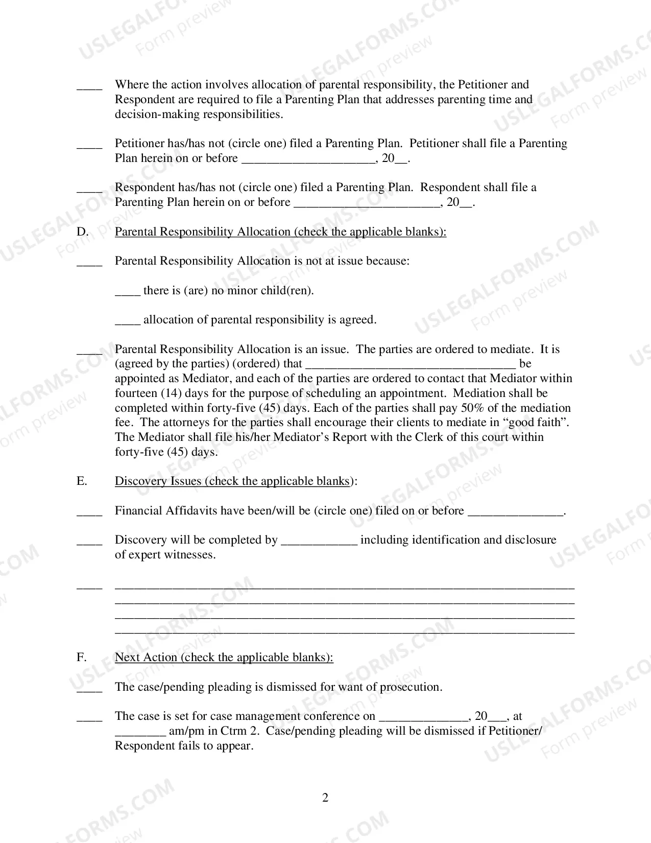 Preview Case Management Order-Mediation