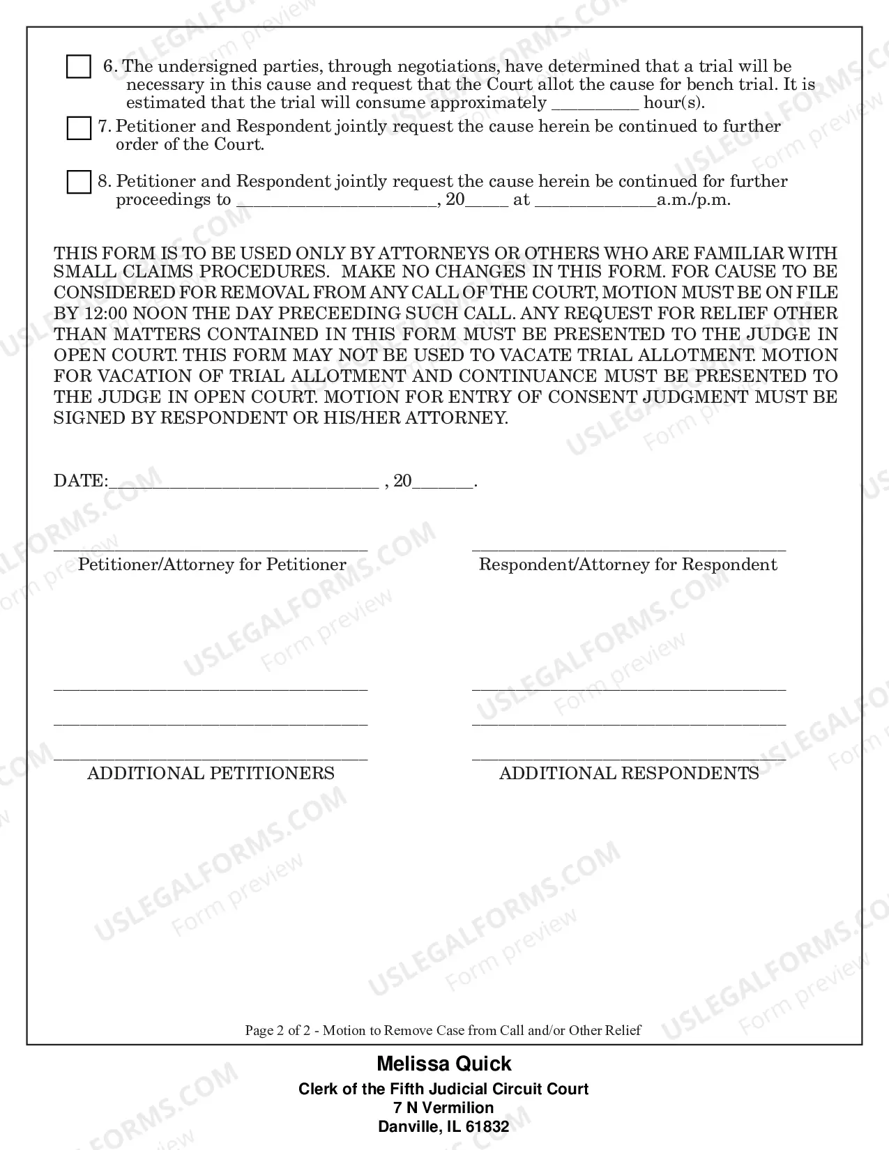 Preview Motion to Remove Case from Call and/or Other Relief