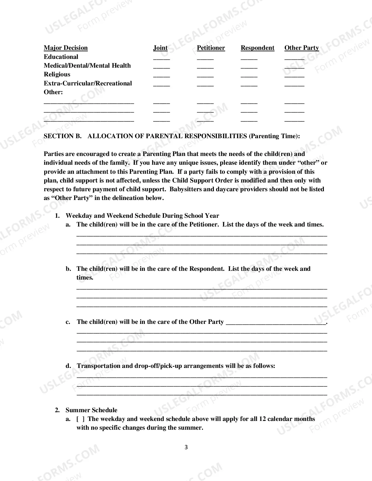 Preview Parenting Plan
