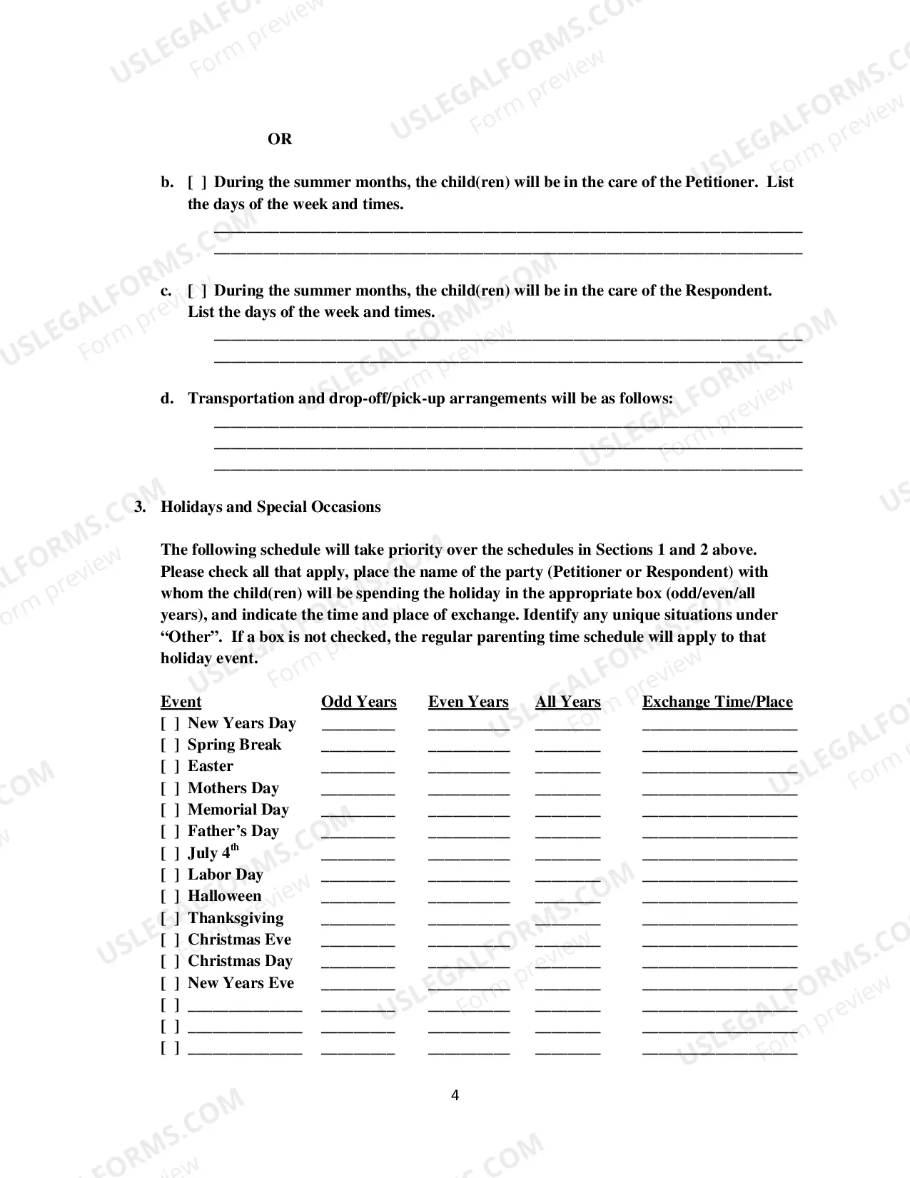 Preview Parenting Plan
