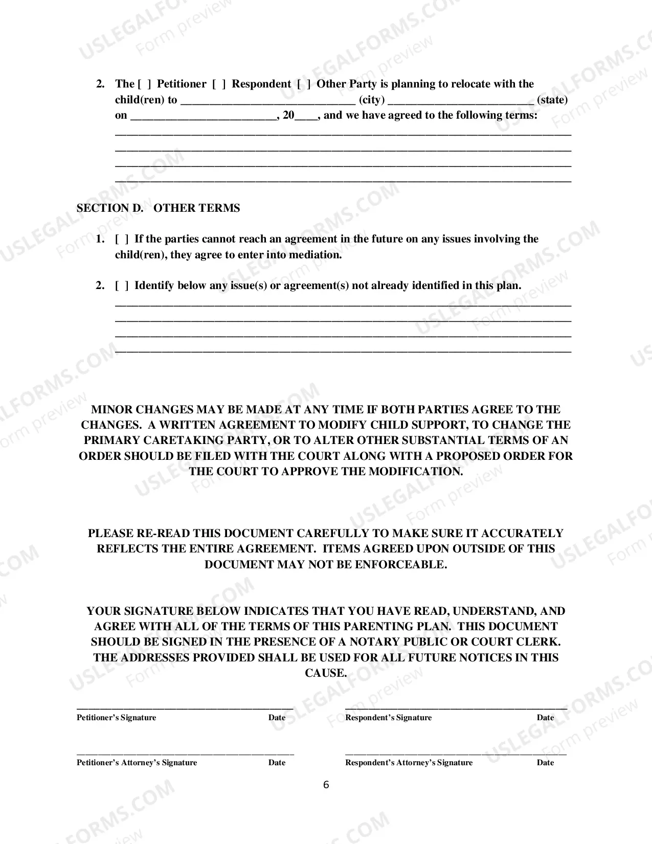 Preview Parenting Plan