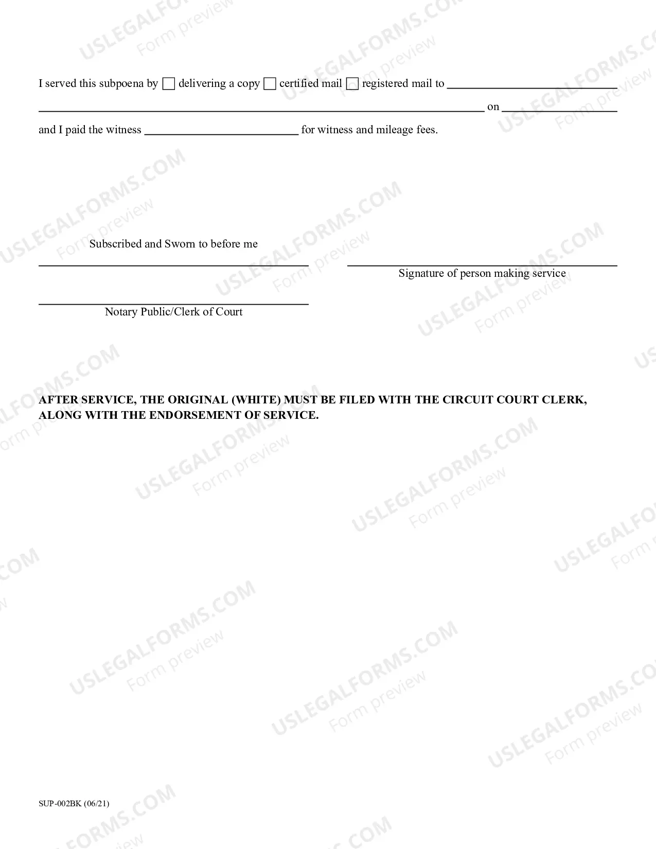 Preview Subpoena/Subpoena Duces Tecum