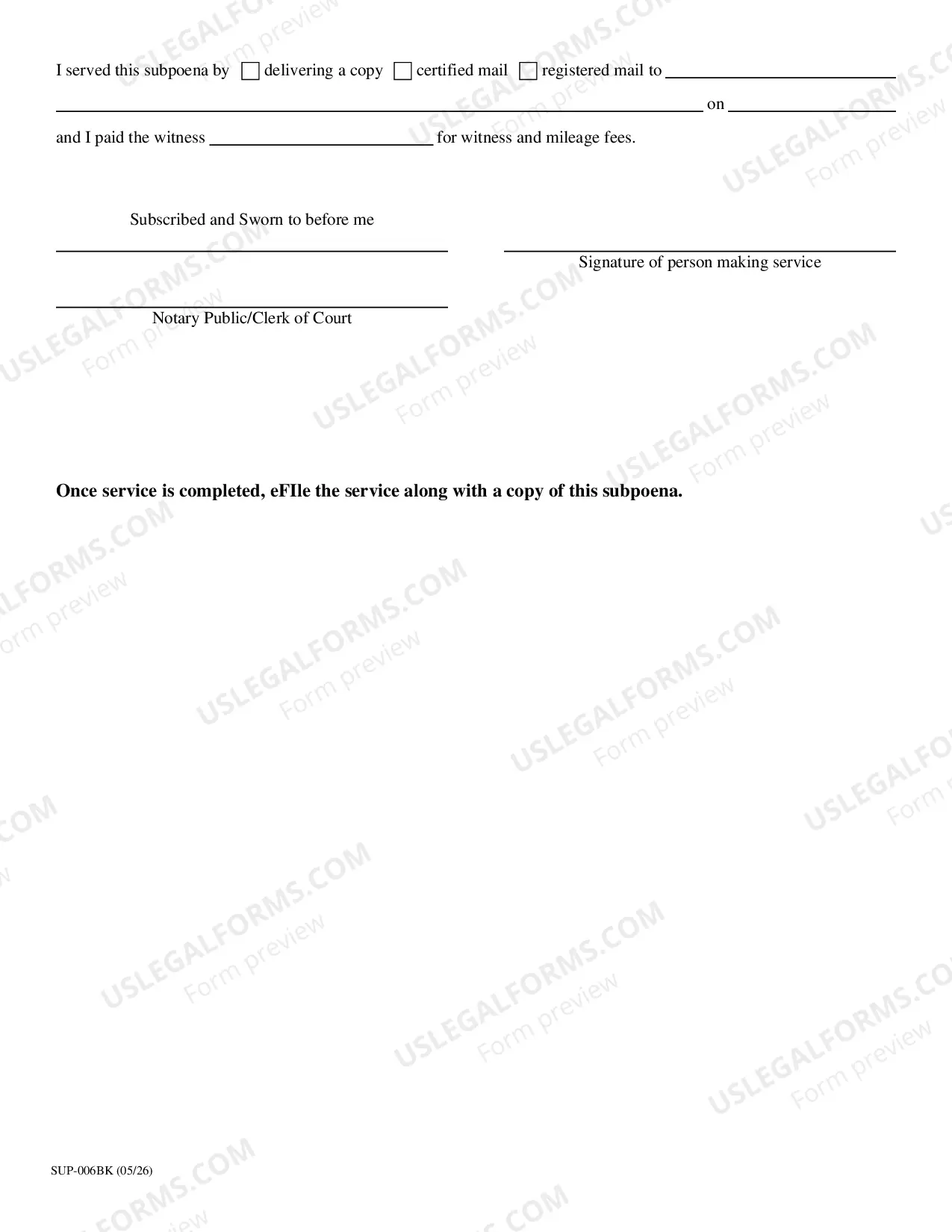 Preview Subpoena for Deposition/Records