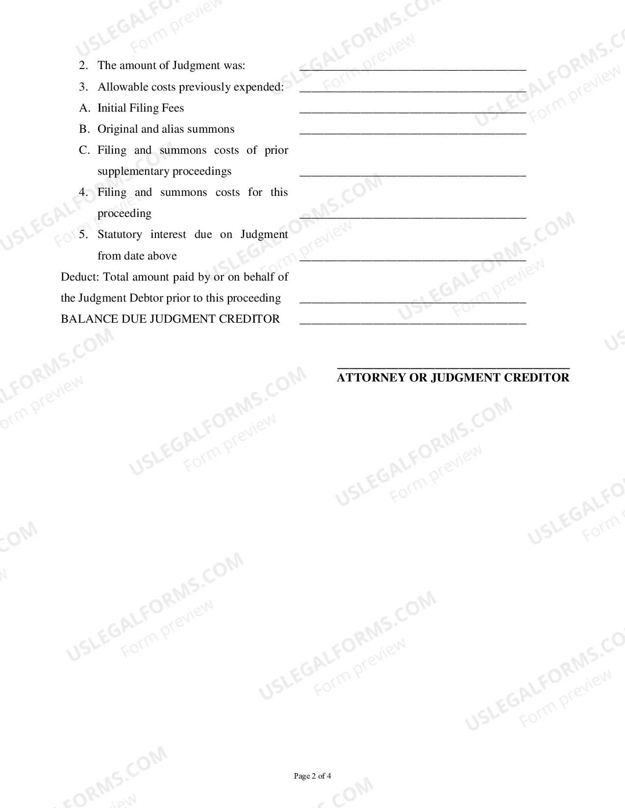 Preview affidavit For Wage Deduction Order