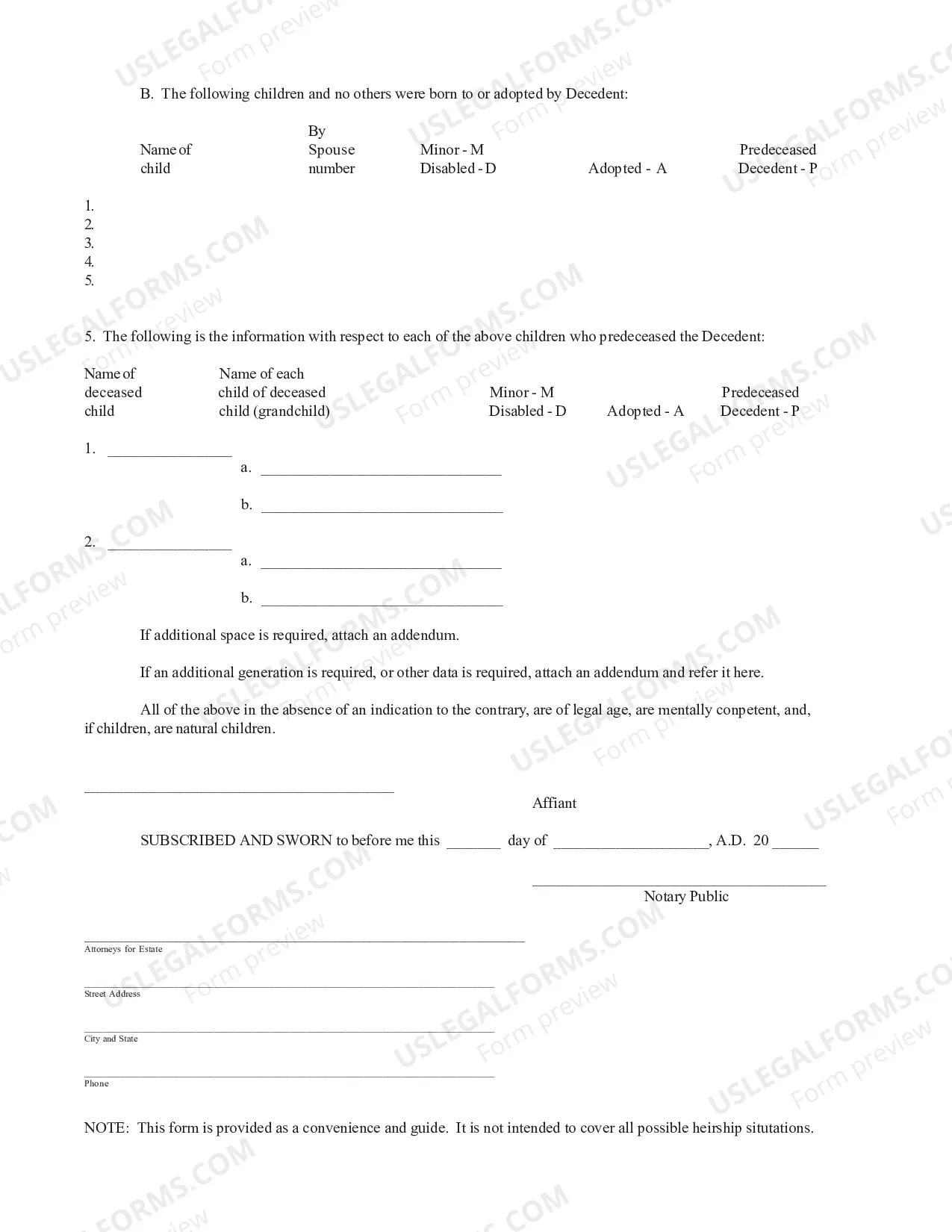 Preview affidavit Of Heirship-Surviving Spouse Or Descendant