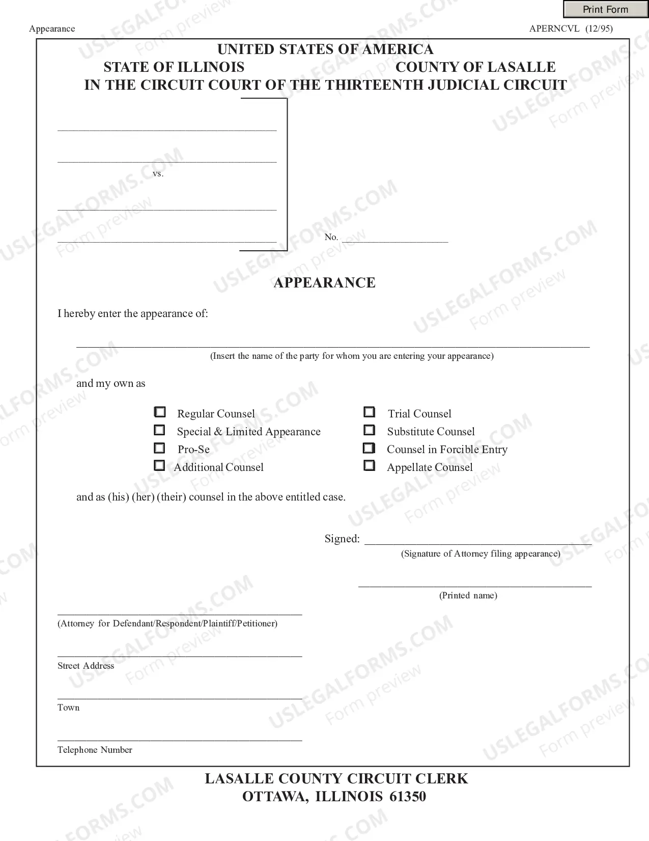 Preview Appearance - Attorney Format