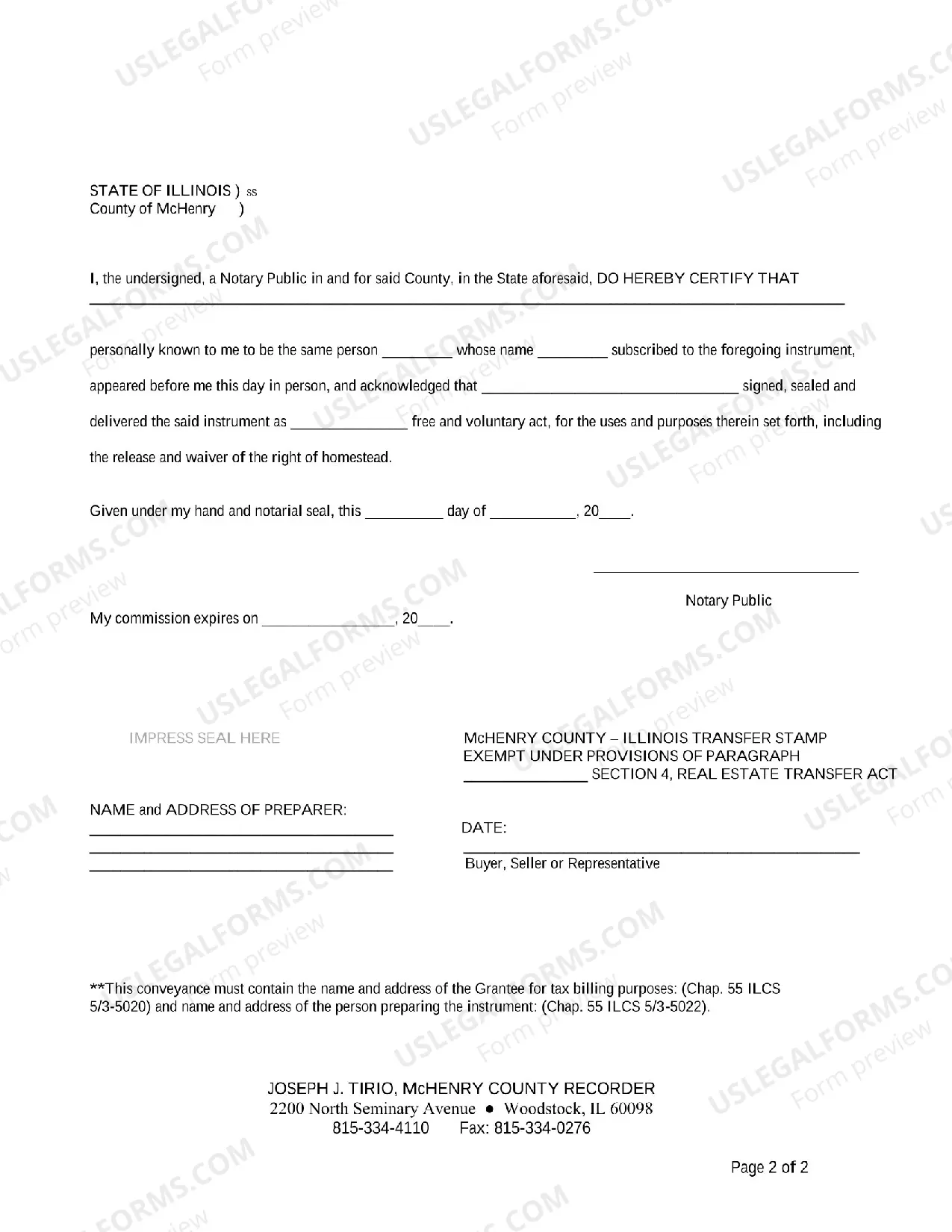 Preview Quit Claim Deed-Joint Tenancy Illinois Statutory