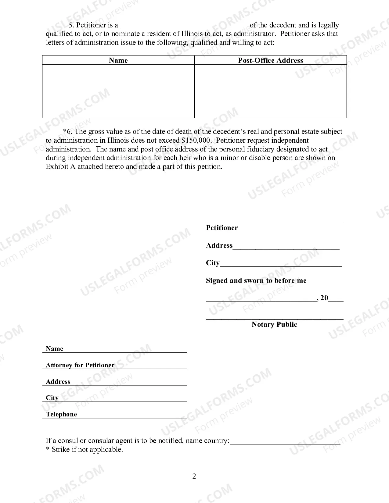 Preview Petition For Letters Of Administration