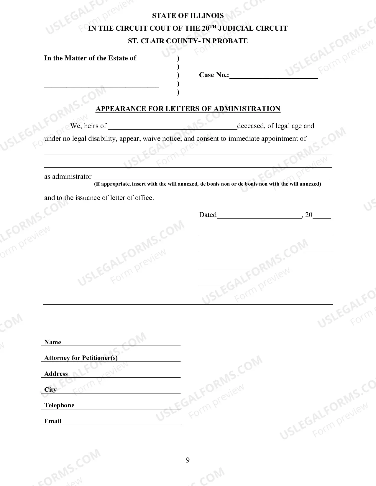 Preview Petition For Letters Of Administration