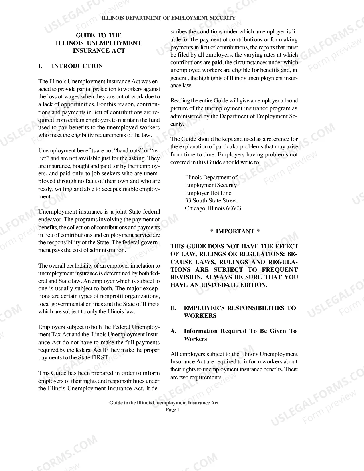 Preview Guide to the Illinois Unemployment Insurance Act as amended to June 23, 2006