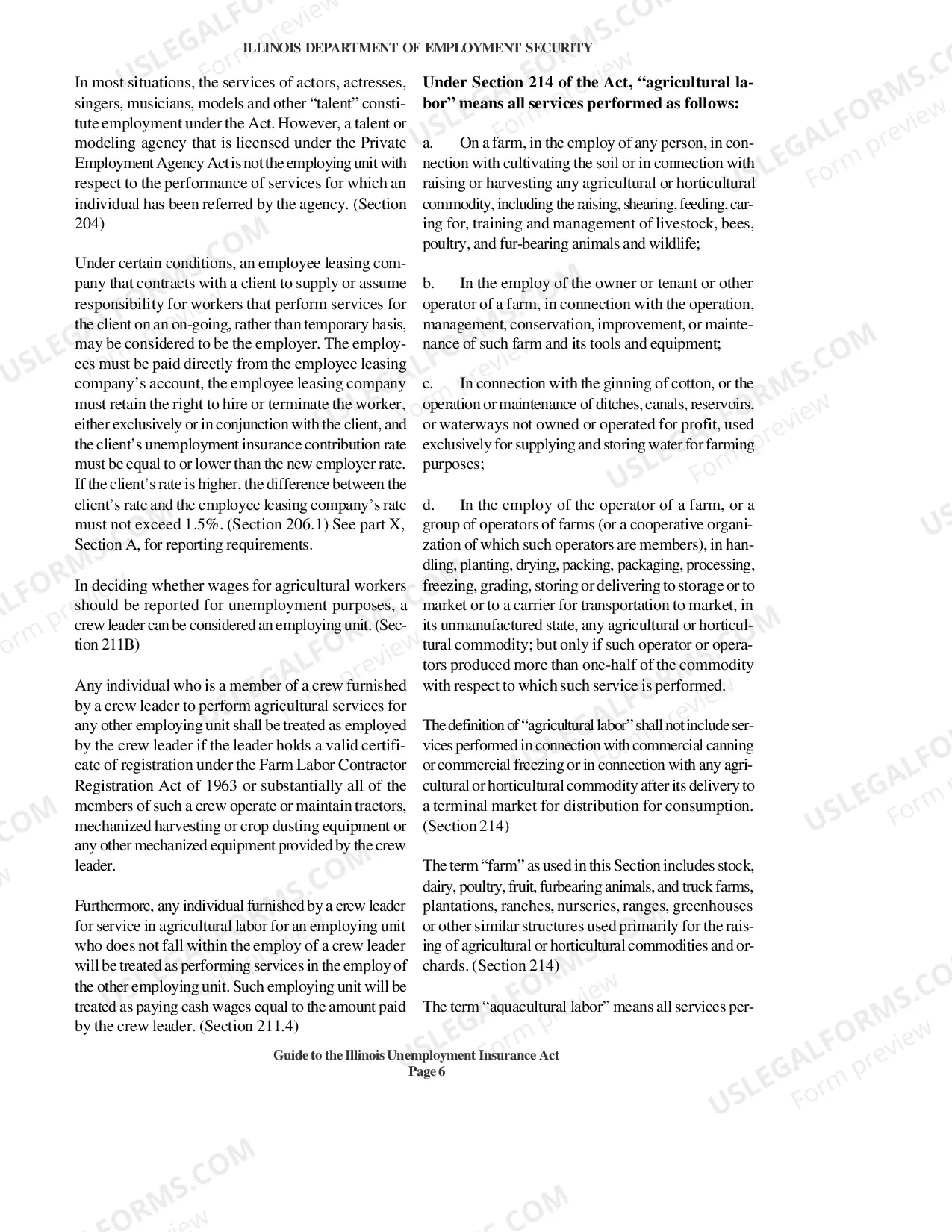 Preview Guide to the Illinois Unemployment Insurance Act as amended to June 23, 2006