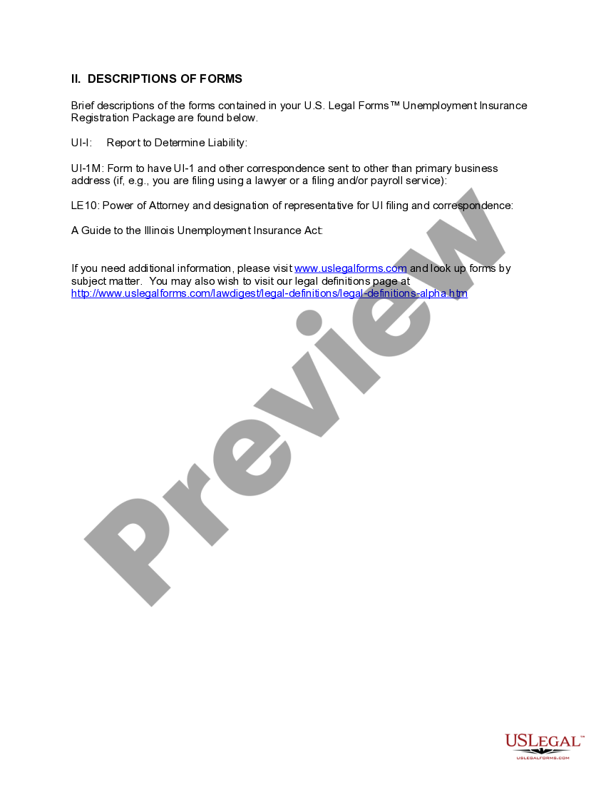 Illinois Unemployment Insurance Registration Package Department Of