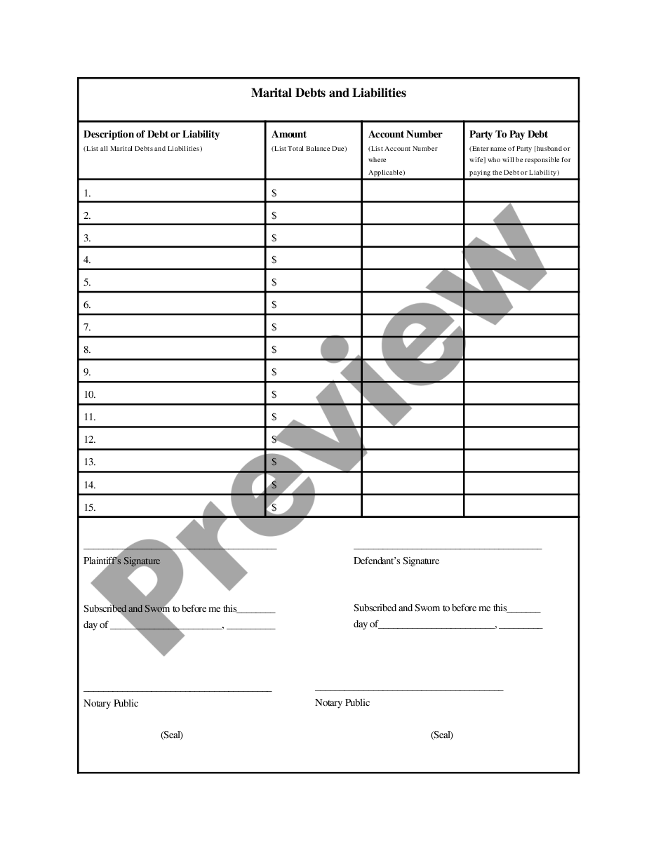 page 1 Simplified Procedure Agreement as to Assets and Debts preview