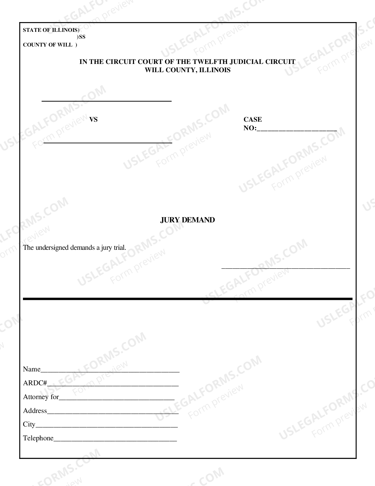 Illinois Jury Demand US Legal Forms