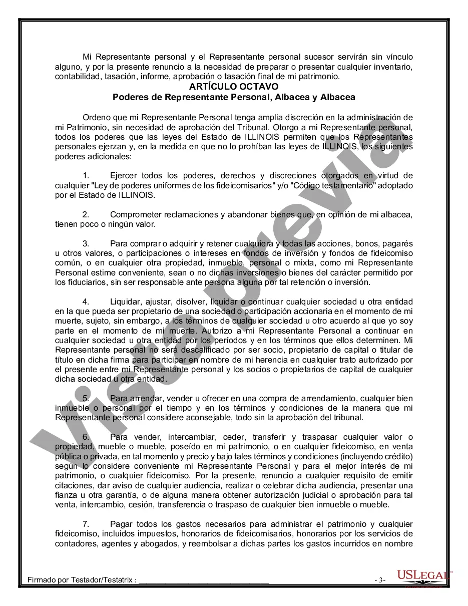 Preview Formulario de última voluntad y testamento legal para persona soltera sin hijos
