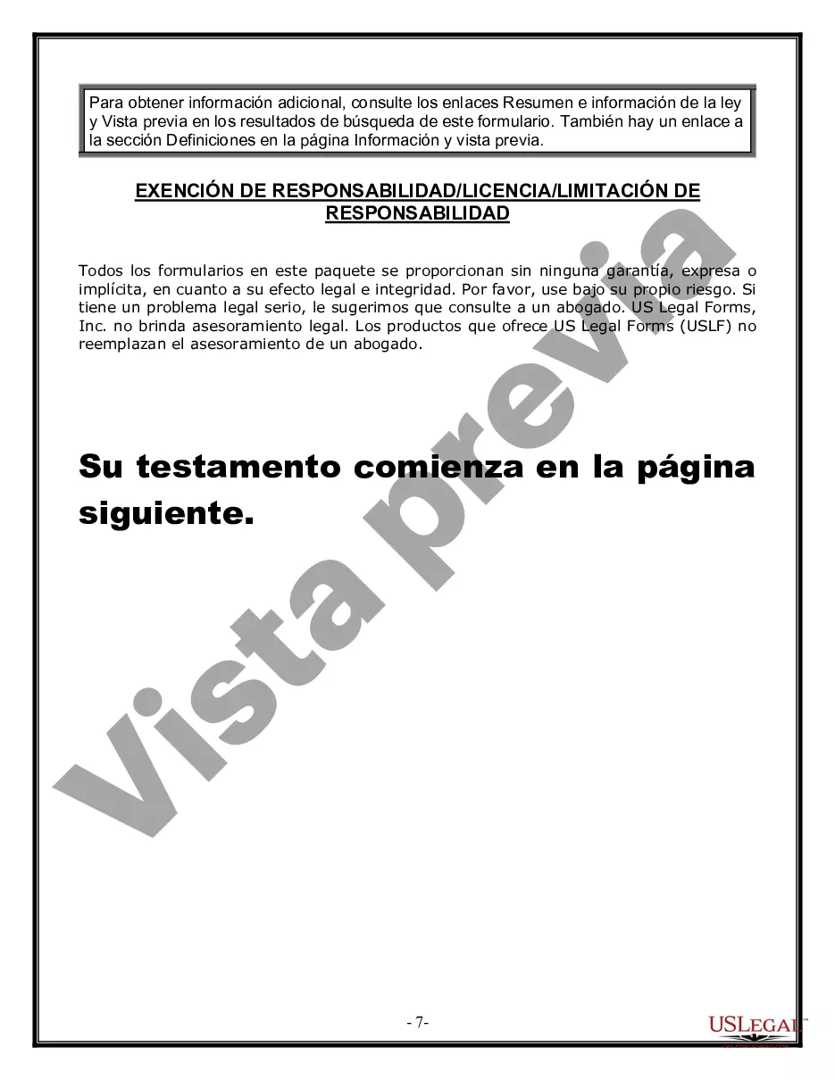 Preview Formulario de última voluntad y testamento legal para persona soltera sin hijos