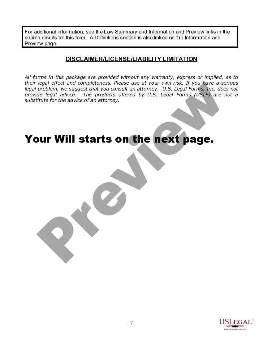 Preview Last Will and Testament for Single Person with No Children