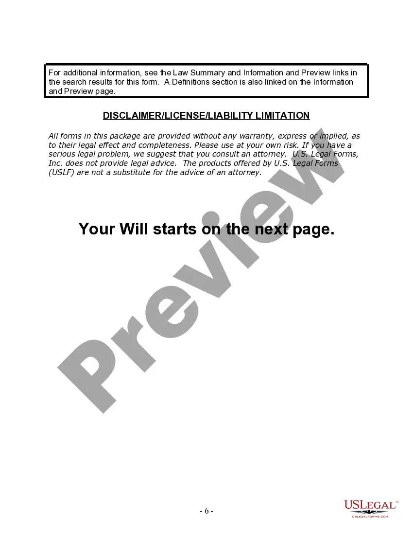 Preview Last Will and Testament for a Single Person with Minor Children