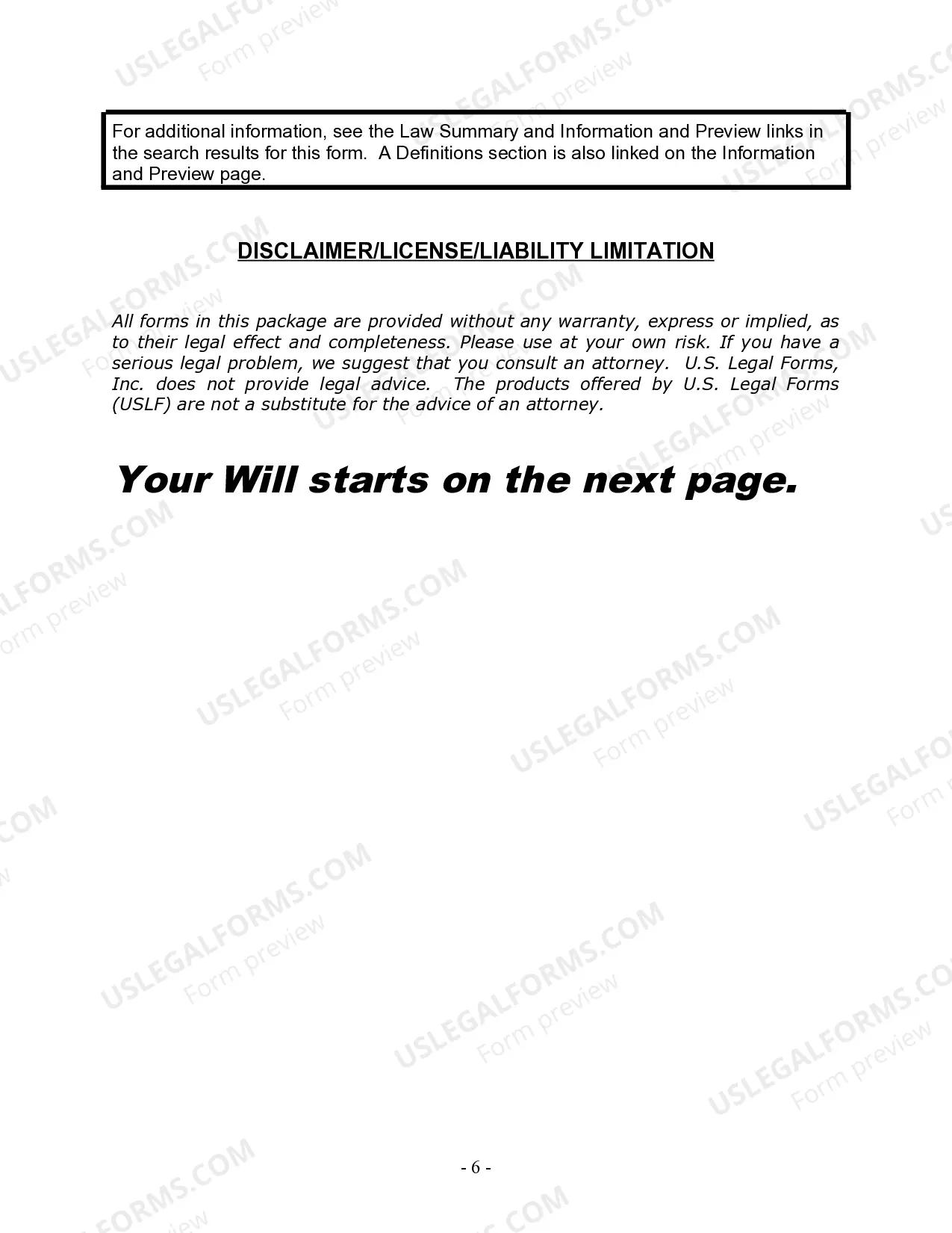 Preview Last Will and Testament for Civil Union Partner with Minor Children from Prior Marriage