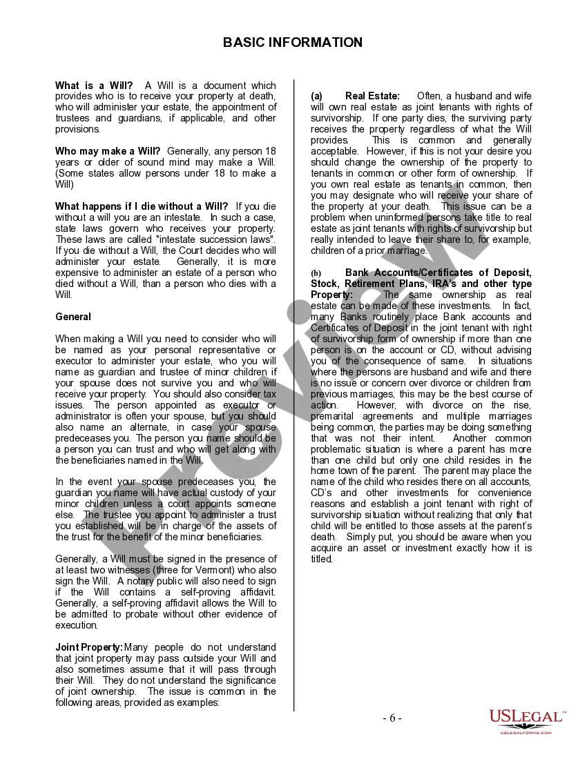 Preview Last Will and Testament for Divorced person not Remarried with Minor Children