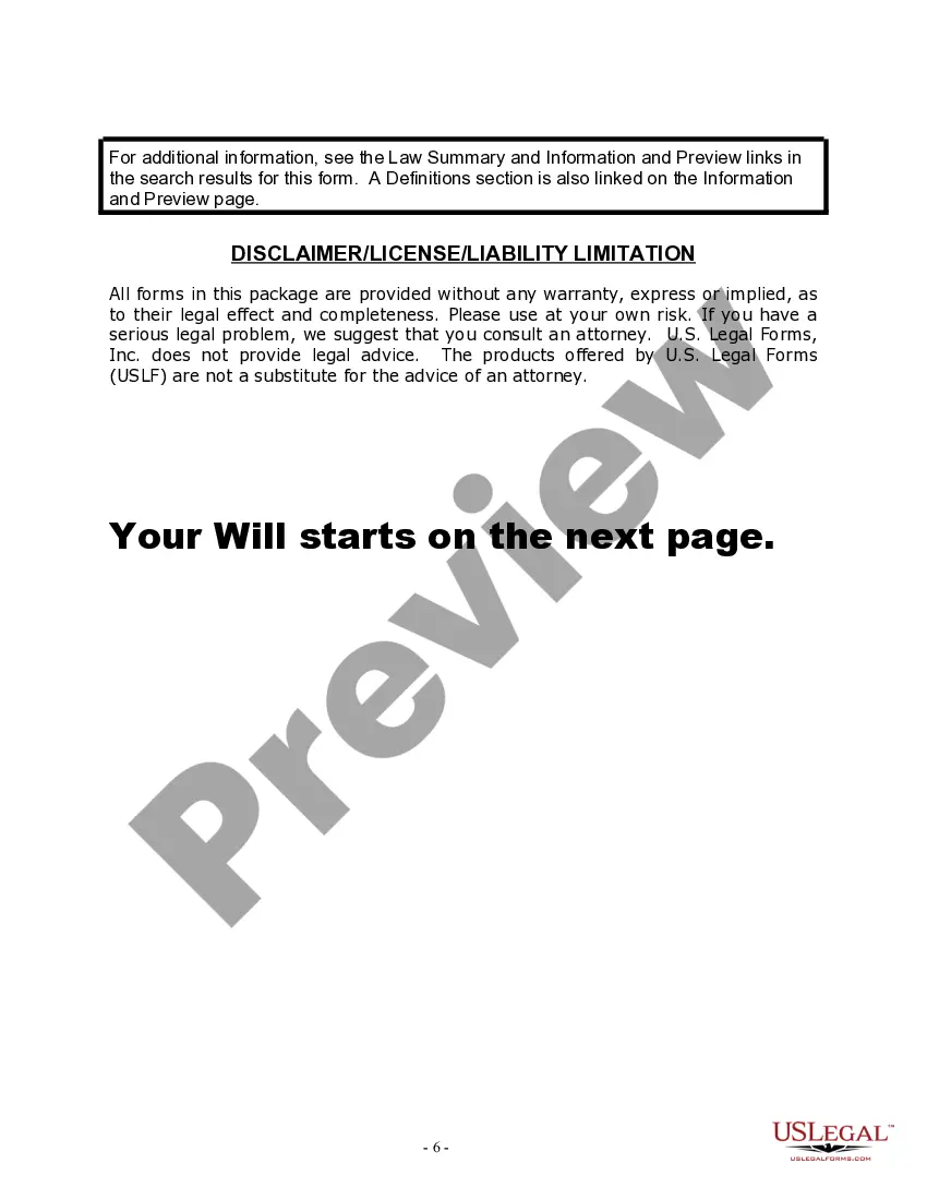 Preview Last Will and Testament for Civil Union Partner with Adult Children