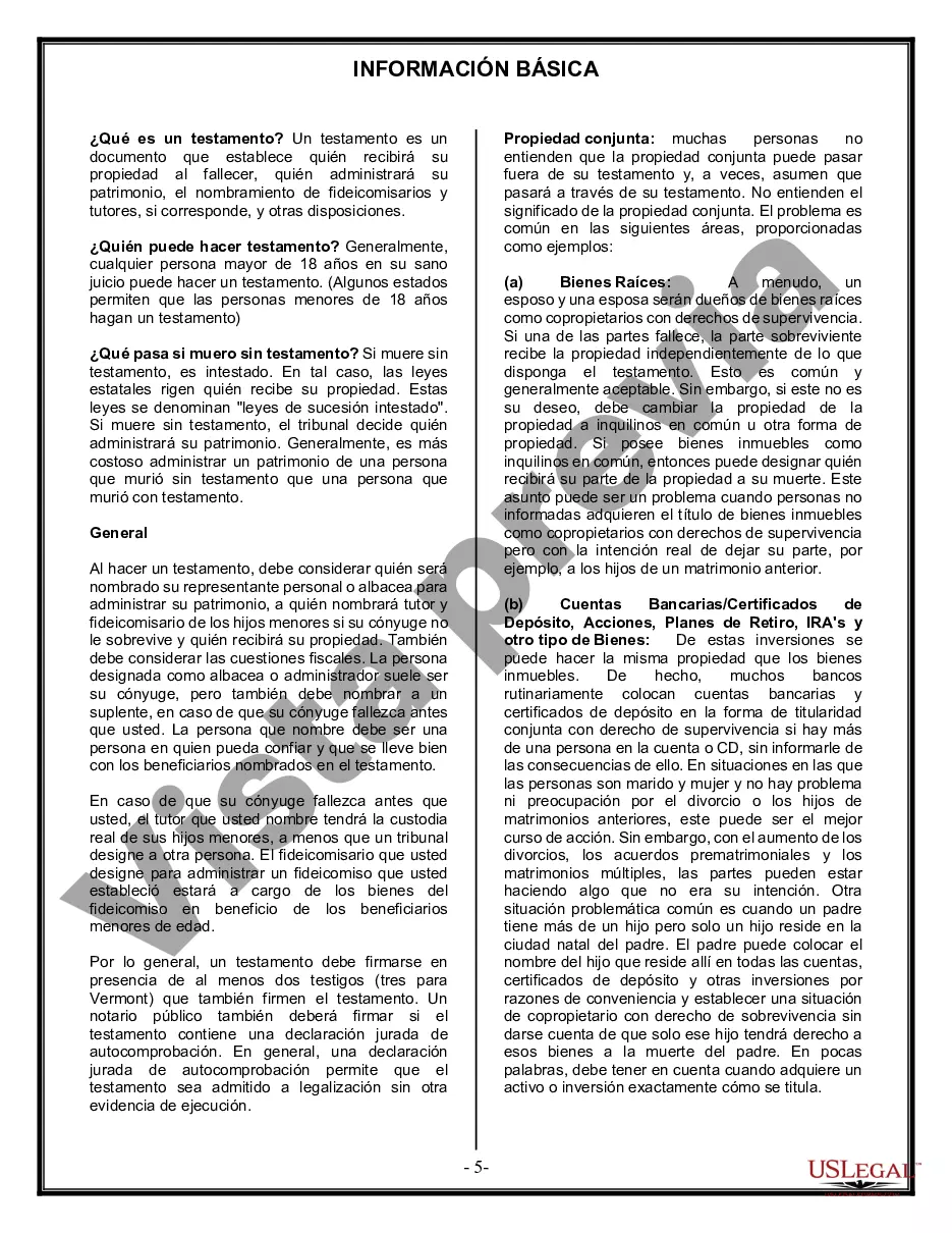 Preview Formulario Legal de Última Voluntad y Testamento para Persona Casada con Hijos Adultos