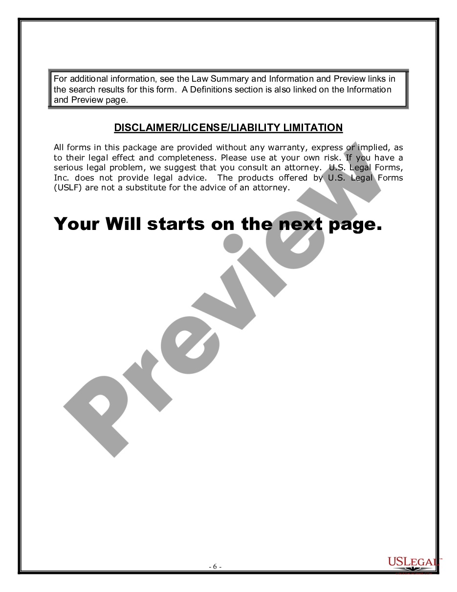 form Legal Last Will and Testament Form for Married Person with Adult Children preview