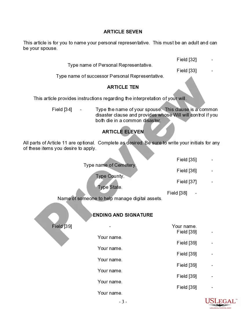 Preview Last Will and Testament for Married Person with Adult Children