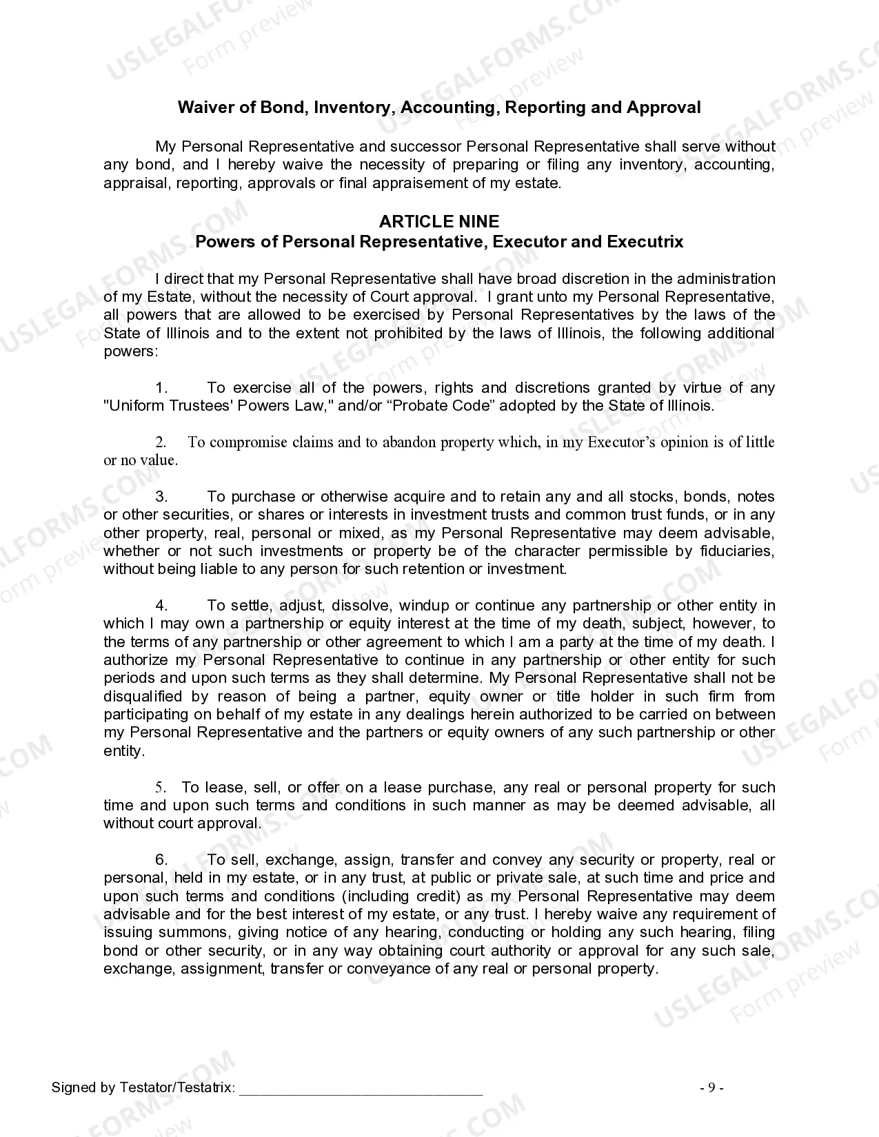 Preview Last Will and Testament for a Married Person with No Children