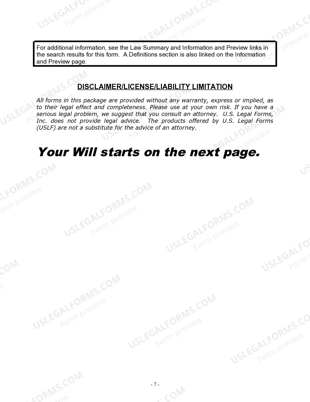 Preview Last Will and Testament for Married person with Minor Children