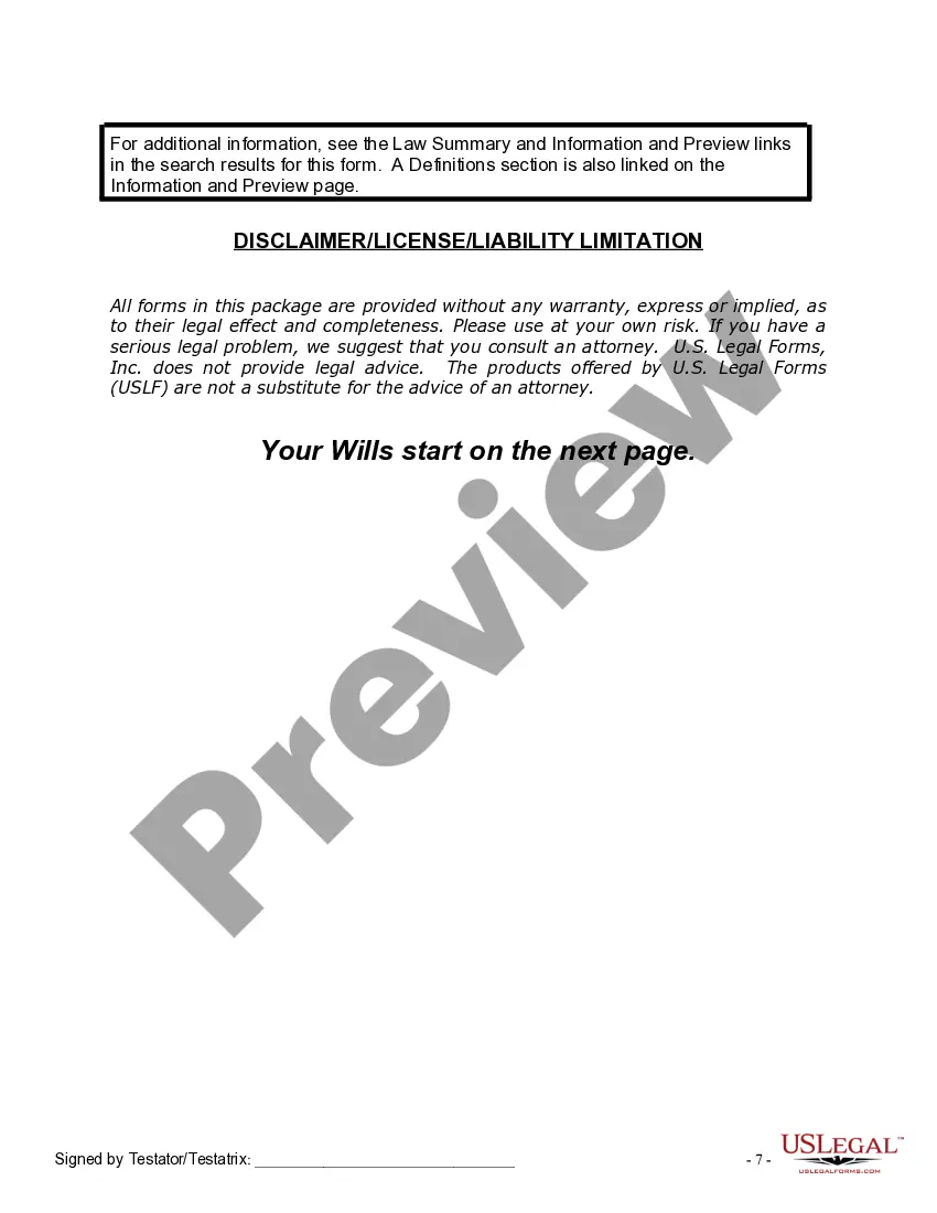Preview Mutual Wills package with Last Wills and Testaments for Married Couple with No Children