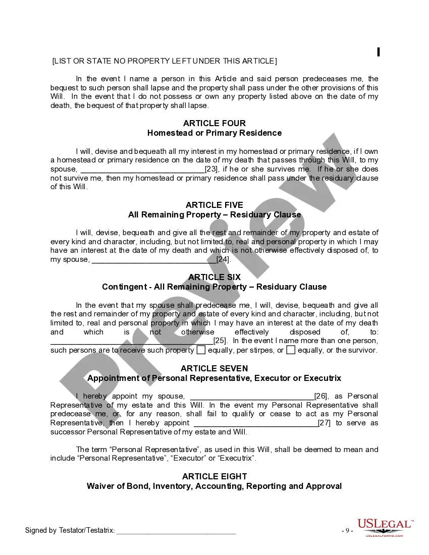 Preview Mutual Wills package with Last Wills and Testaments for Married Couple with No Children