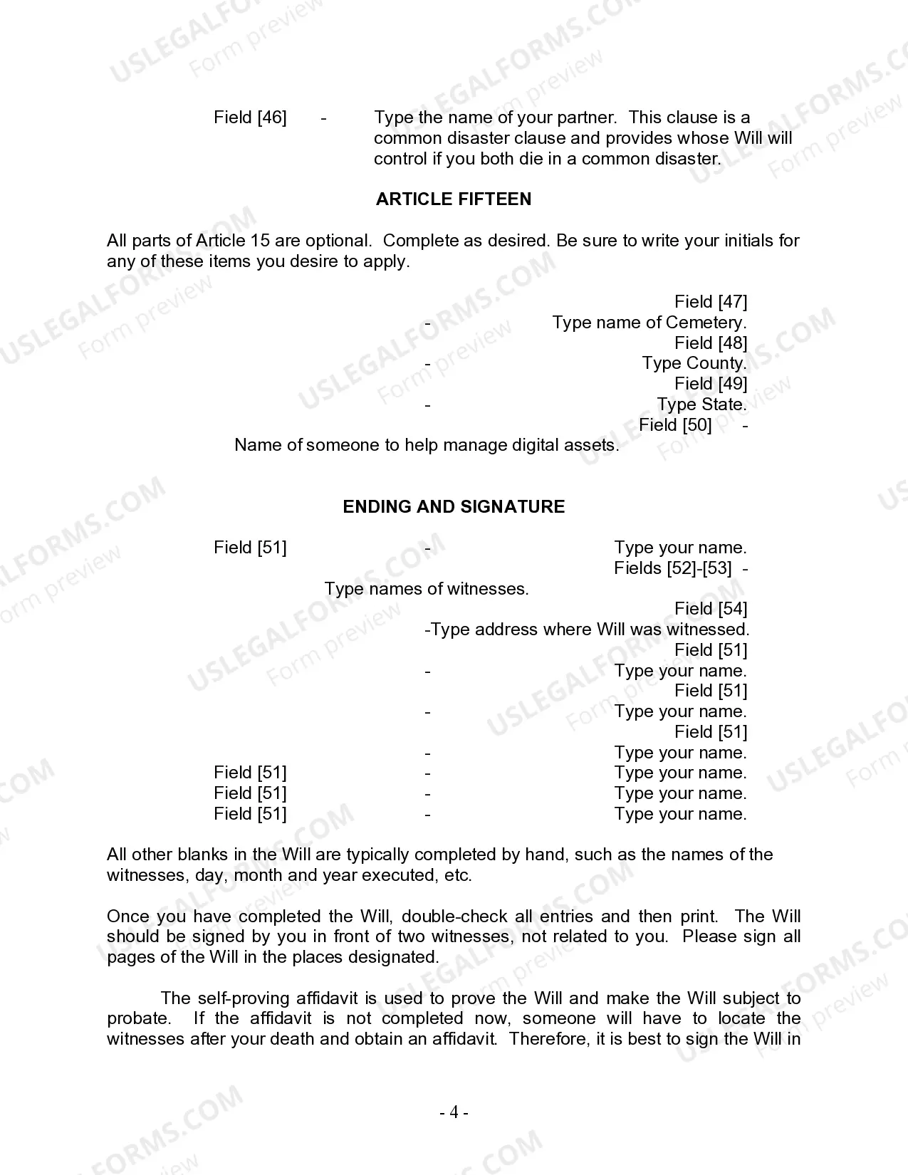 Preview Last Will and Testament for Civil Union Partner with Adult and Minor Children