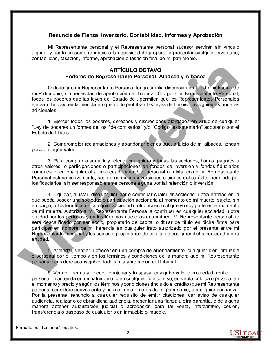 Preview Formulario de testamento y última voluntad legal para viuda o viudo con hijos adultos